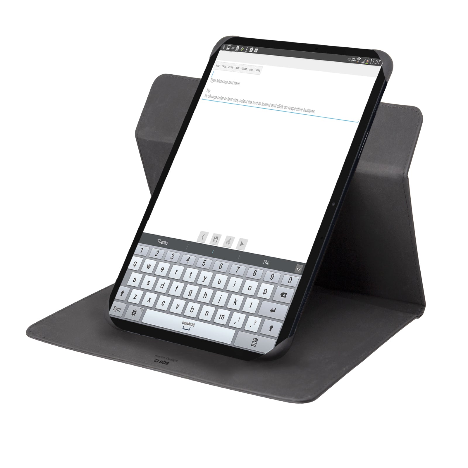 Funda de libro con giro universal para tablets de hasta 11"