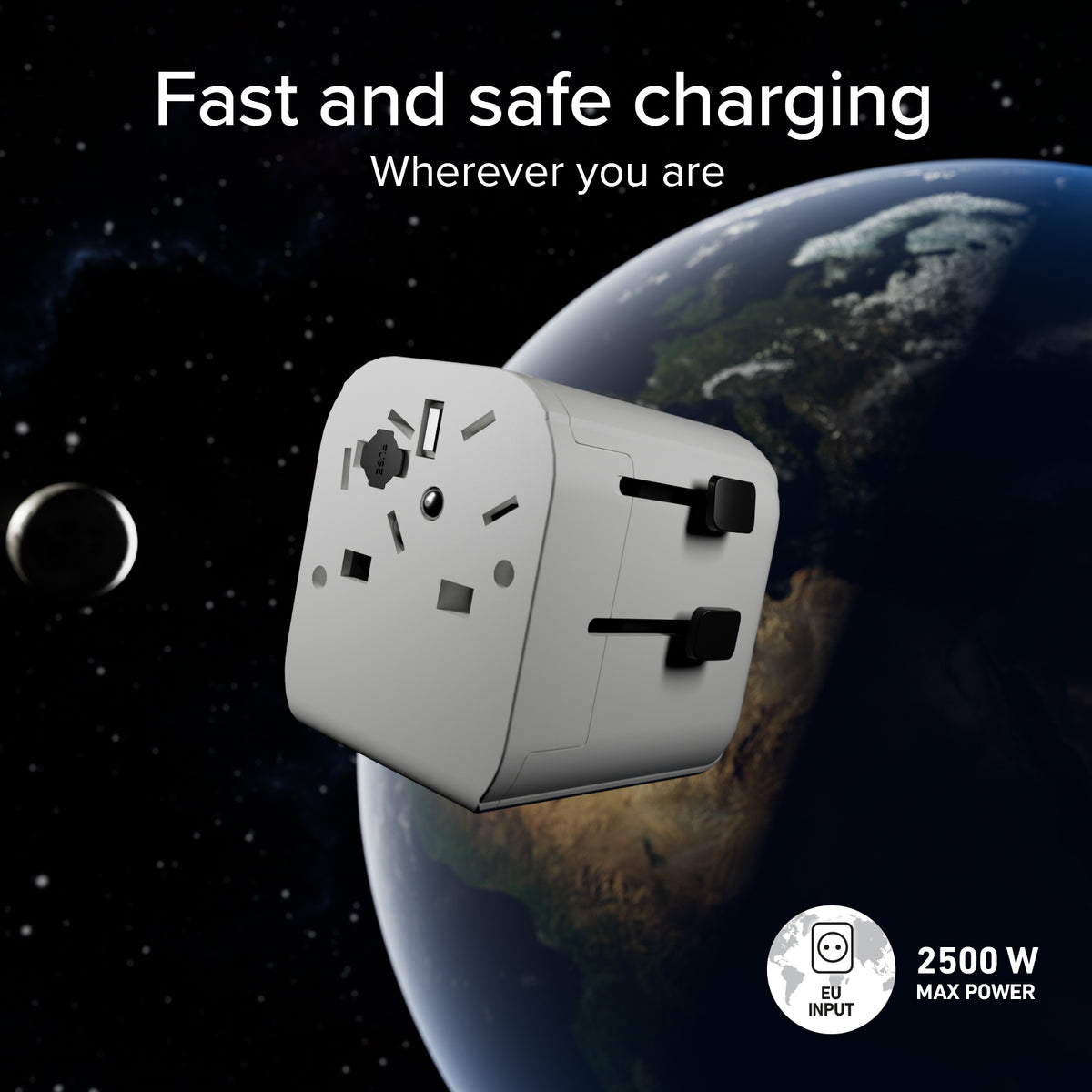 Adattatore universale da viaggio 2500W con spine internazionali