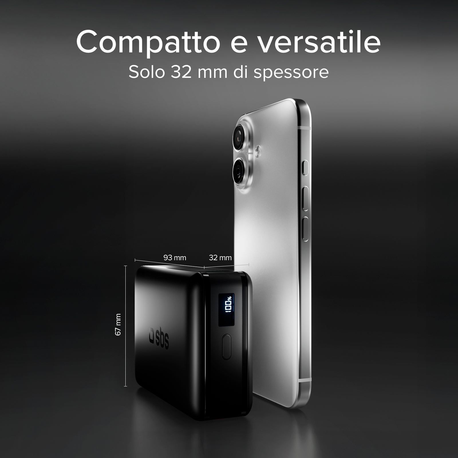 Power bank da 20.000 mAh con display LCD e ricarica per laptop da 65 W