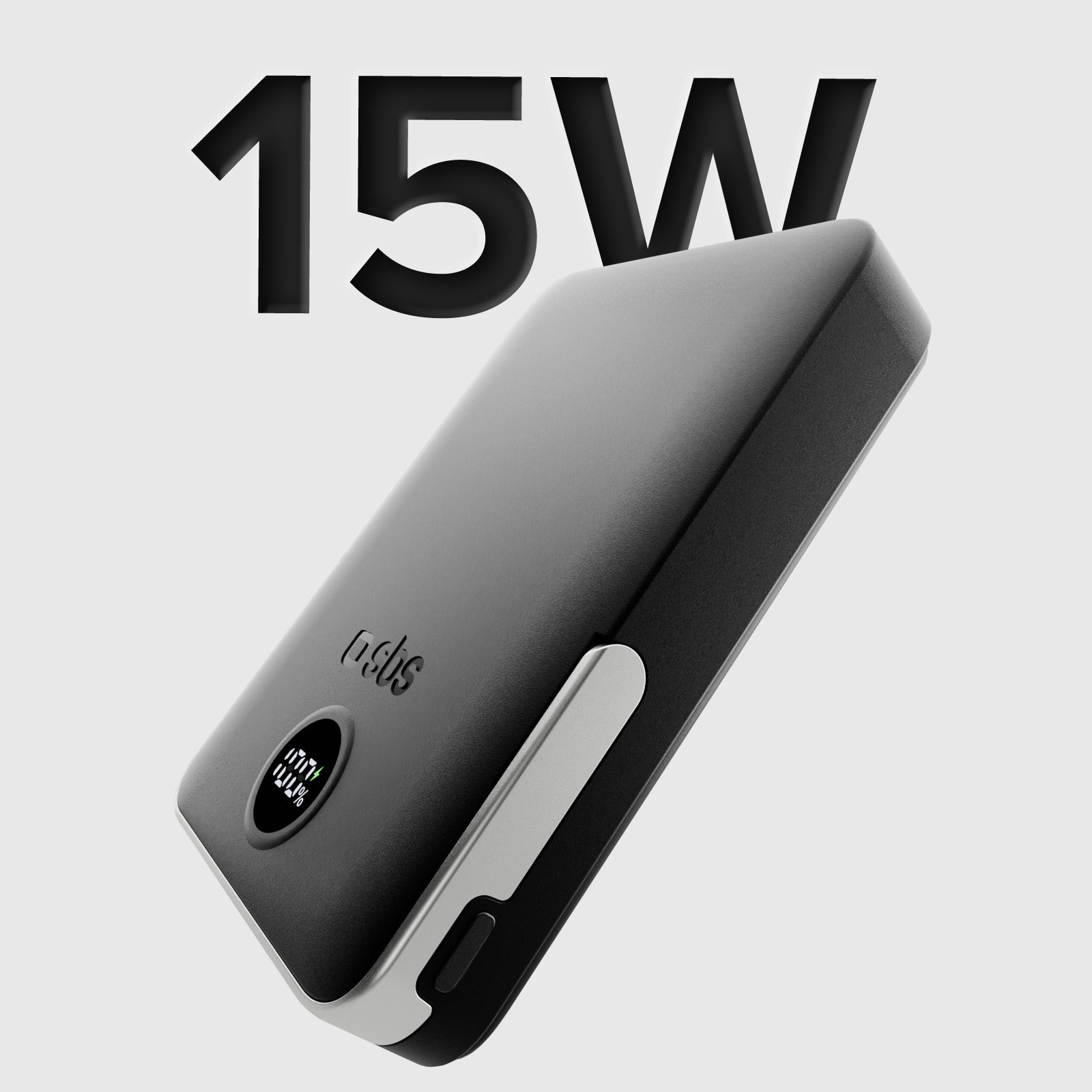 Power bank battery pack 10.000 mAh wireless con supporto stand integrato e LCD