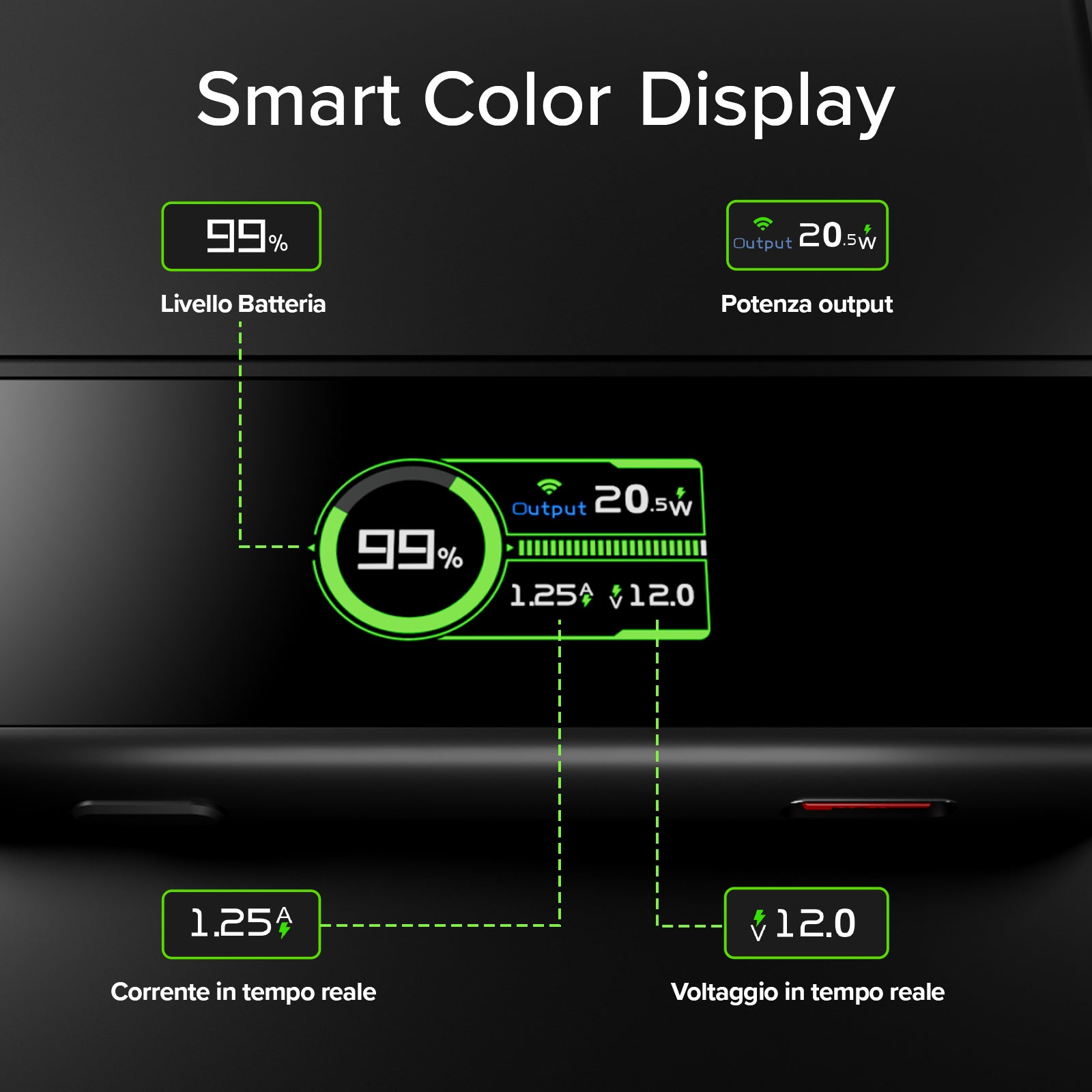 Power bank magnetico 10000 mAh compatibile MagSafe con display smart integrato