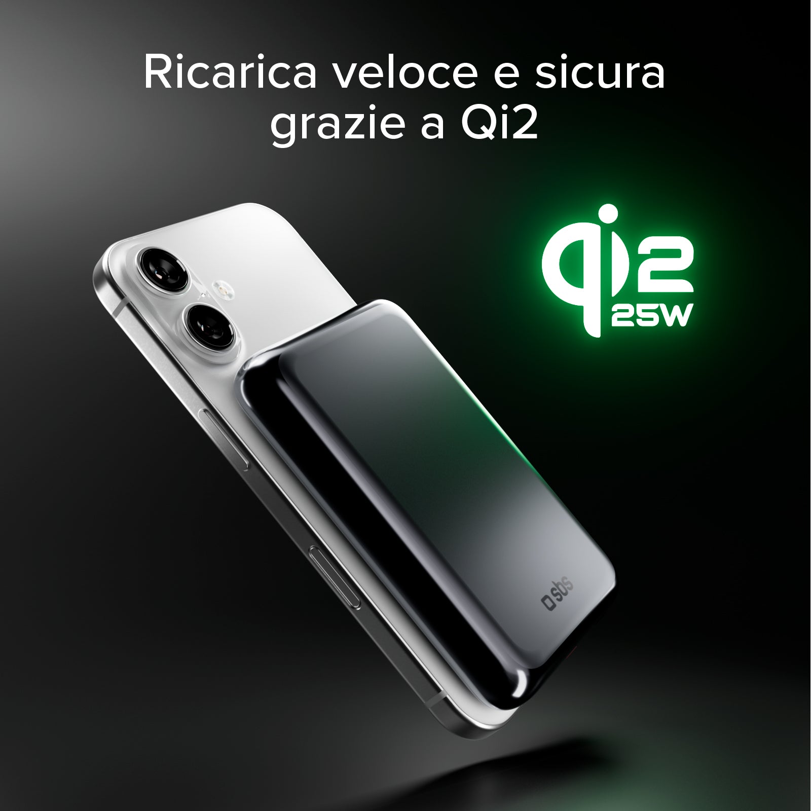 Power bank magnetico 10000 mAh Qi2.2 25W, Power Delivery 3.0, alluminio