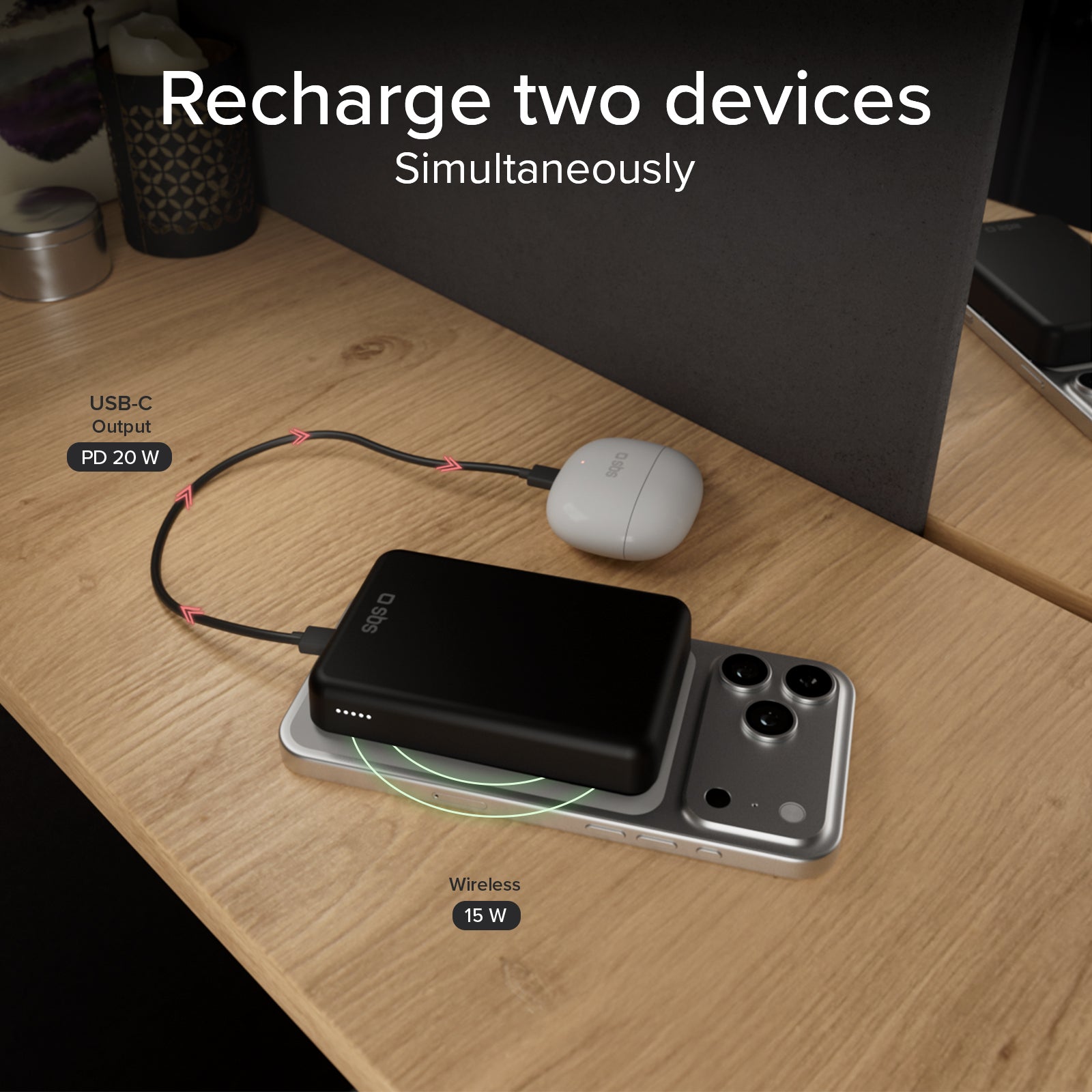 Power Bank Wireless Qi2 10.000 mAh con USB-C