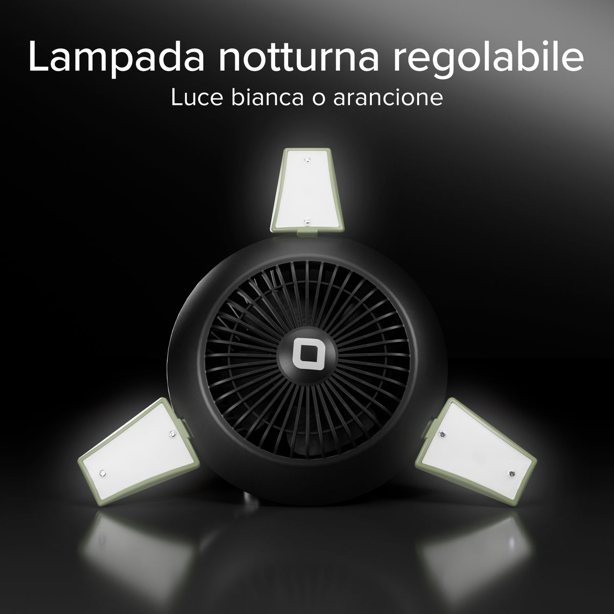 Ventola con Power Bank 4000mAh, luce regolabile e ricarica solare