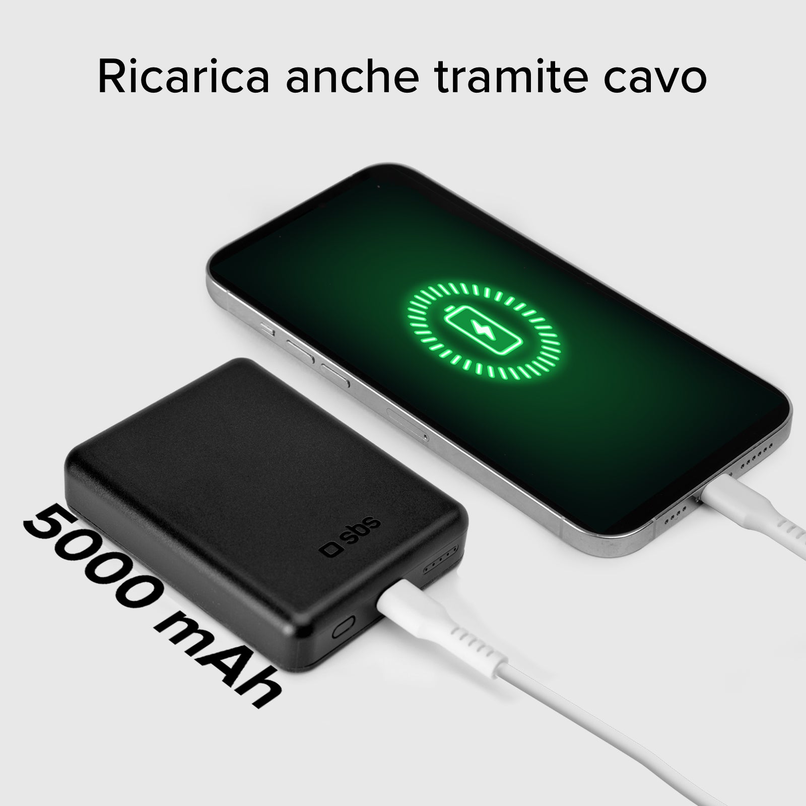 Power bank mag 5.000 mAh Wireless compatibile con iPhone con ricarica MagSafe