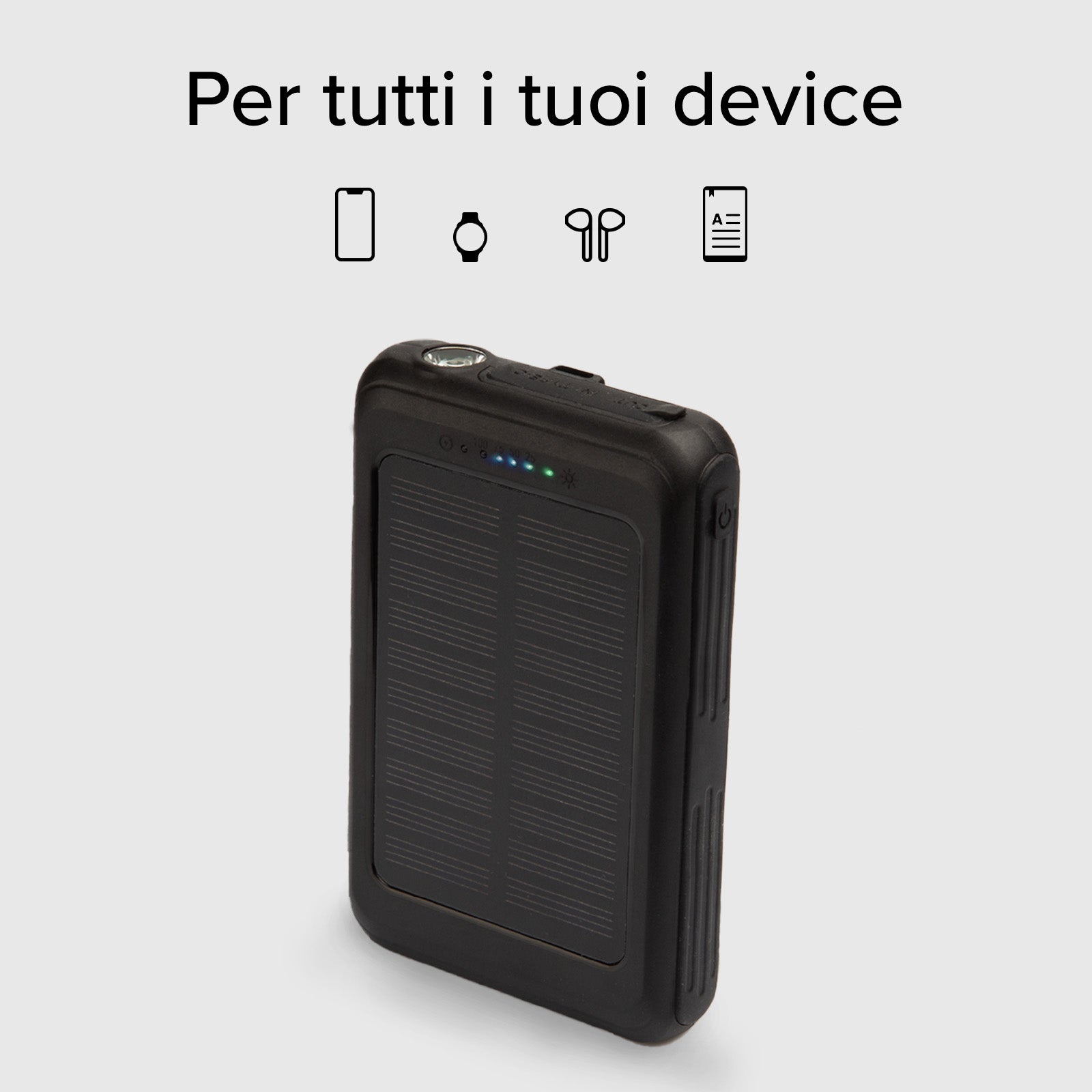 Powerbank solare 5000 mAh con ricarica wireless