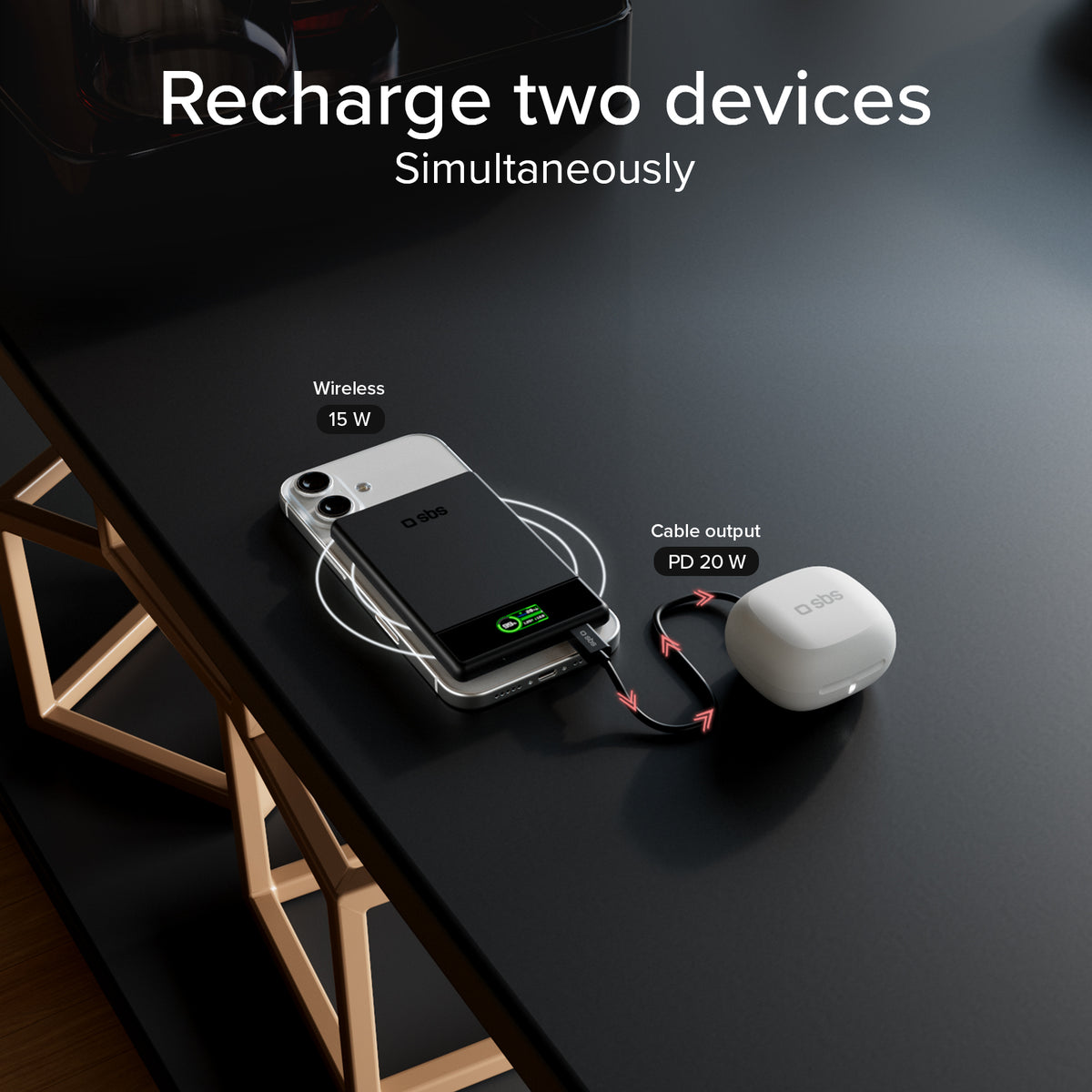 Magnetische Powerbank 5000 mAh mit integriertem Display, magnetisches Wireless-Laden bis zu 15W und USB-C 20W Anschluss