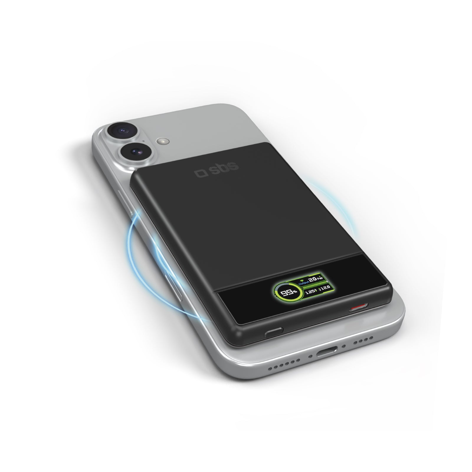 Magnetische Powerbank 5000 mAh mit integriertem Display, magnetisches Wireless-Laden bis zu 15W und USB-C 20W Anschluss