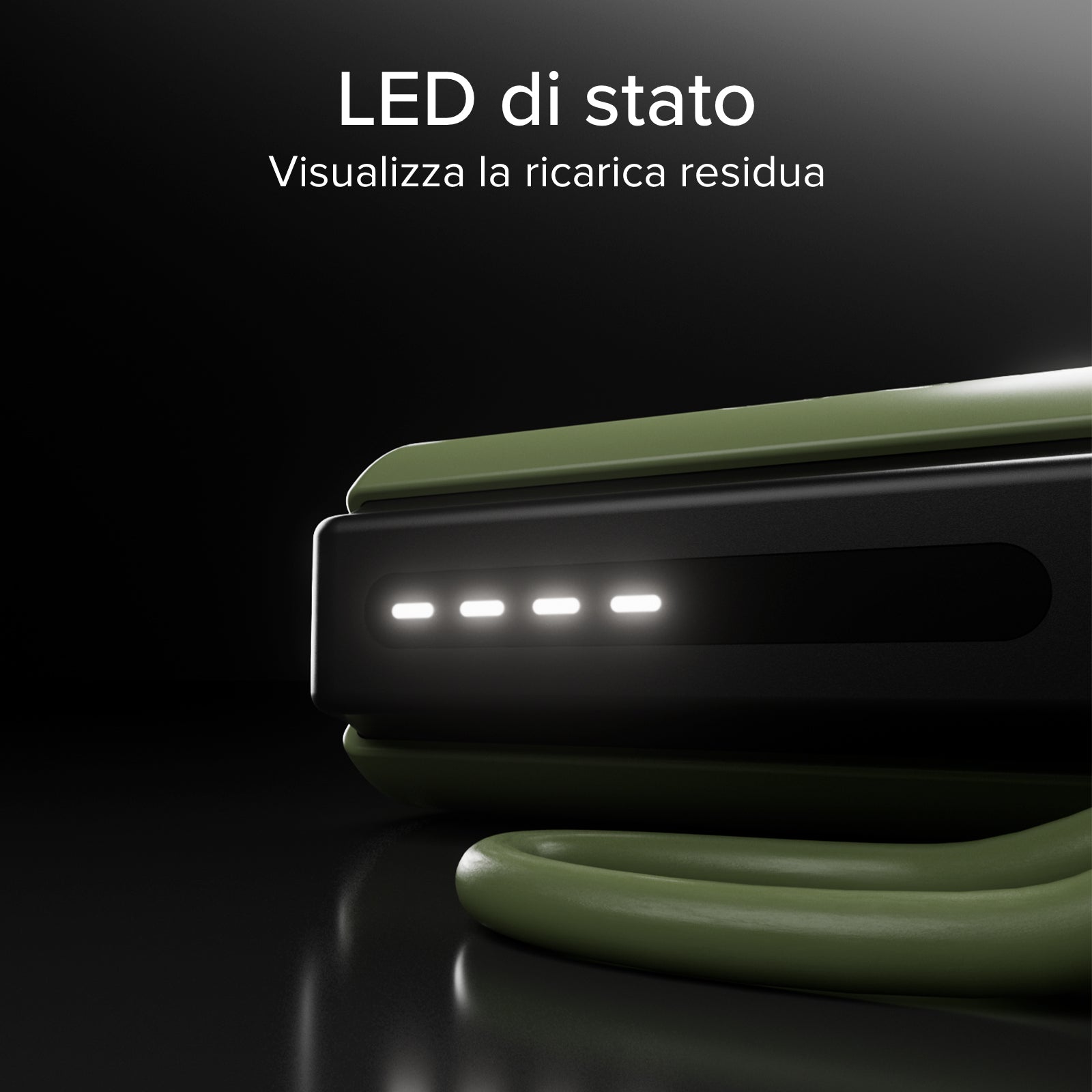 Power Bank compatto 5000mAh con torcia LED, porta USB-C 10W, cavo USB-C incluso, ideale per outdoor e campeggio