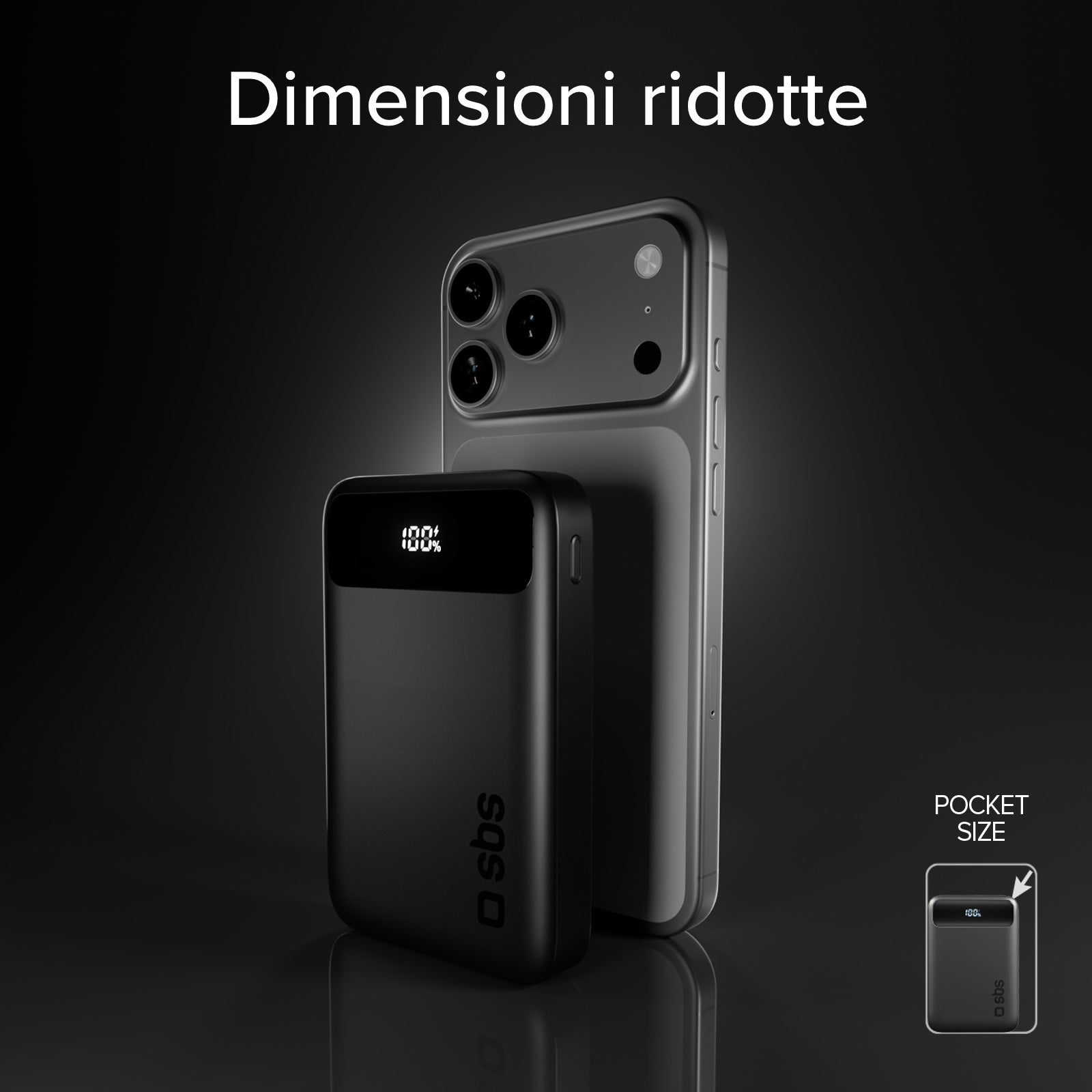 Batería externa compacta de 10000mah con carga rápida y pantalla LCD