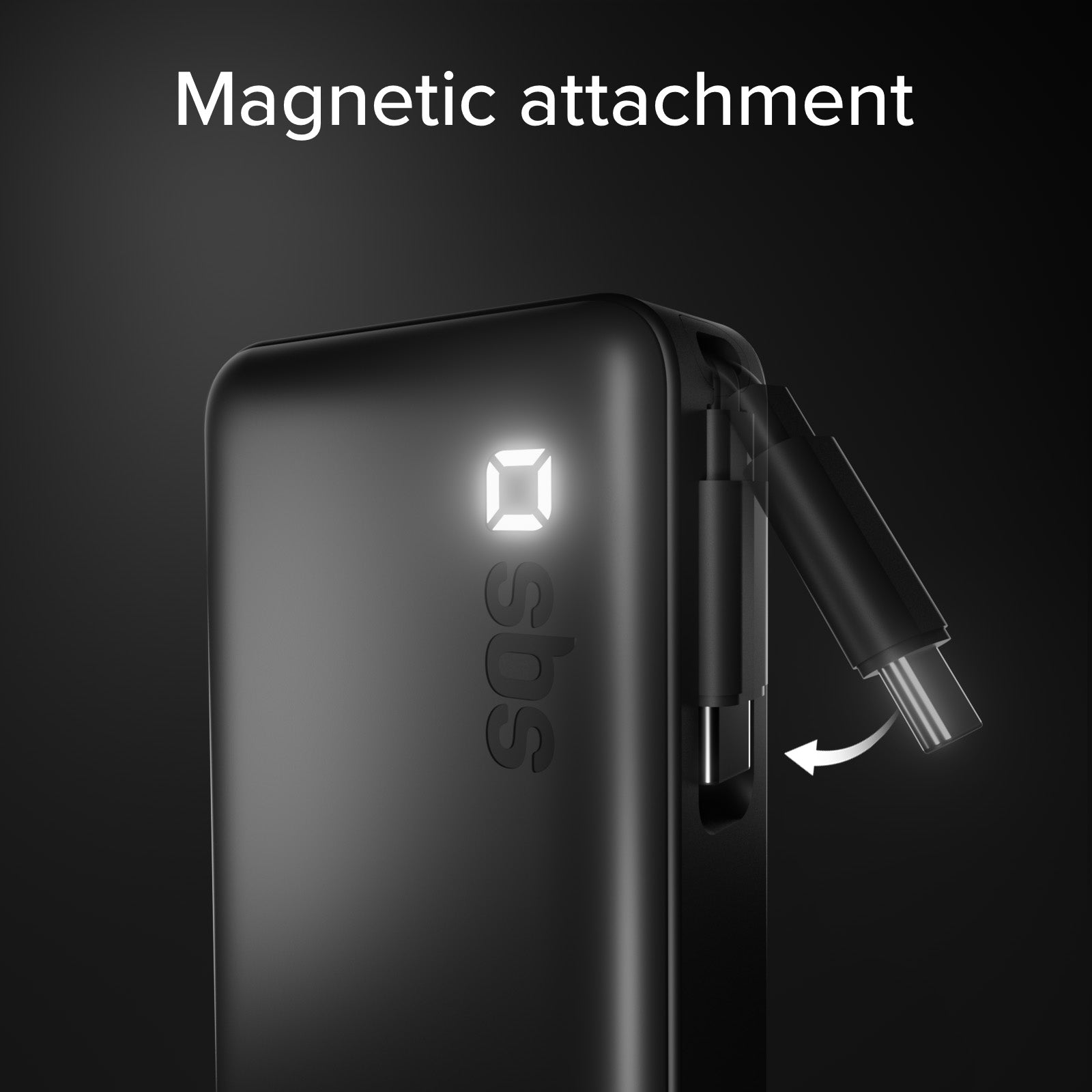10000 mAh Power Bank with retractable USB-C cable and fast charging