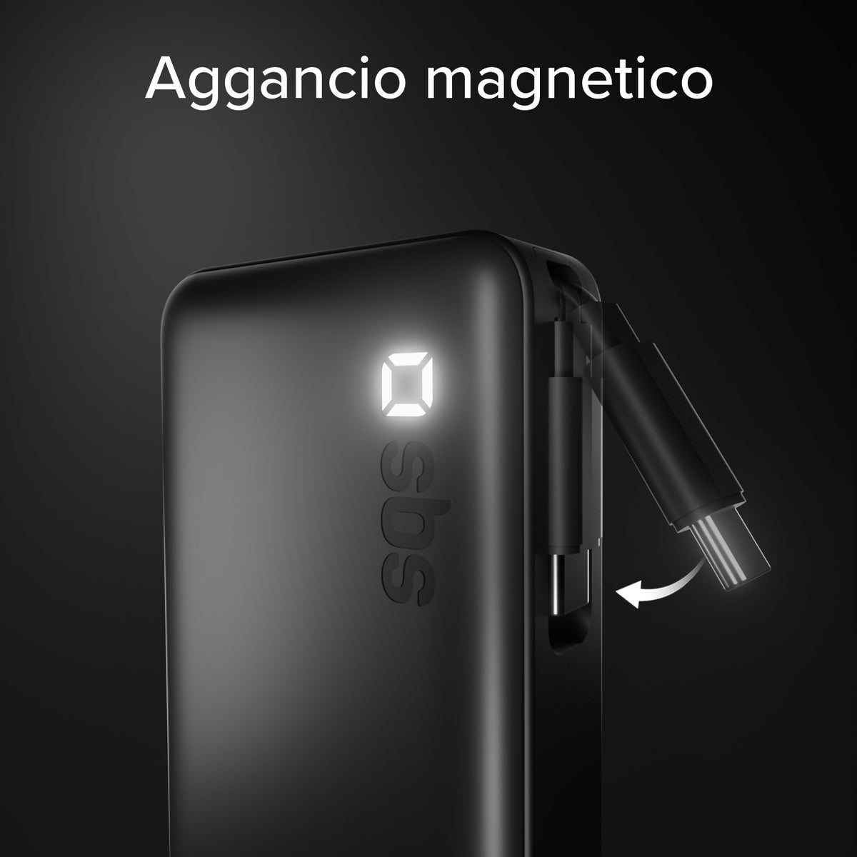 10000 mAh Power Bank with retractable USB-C cable and fast charging