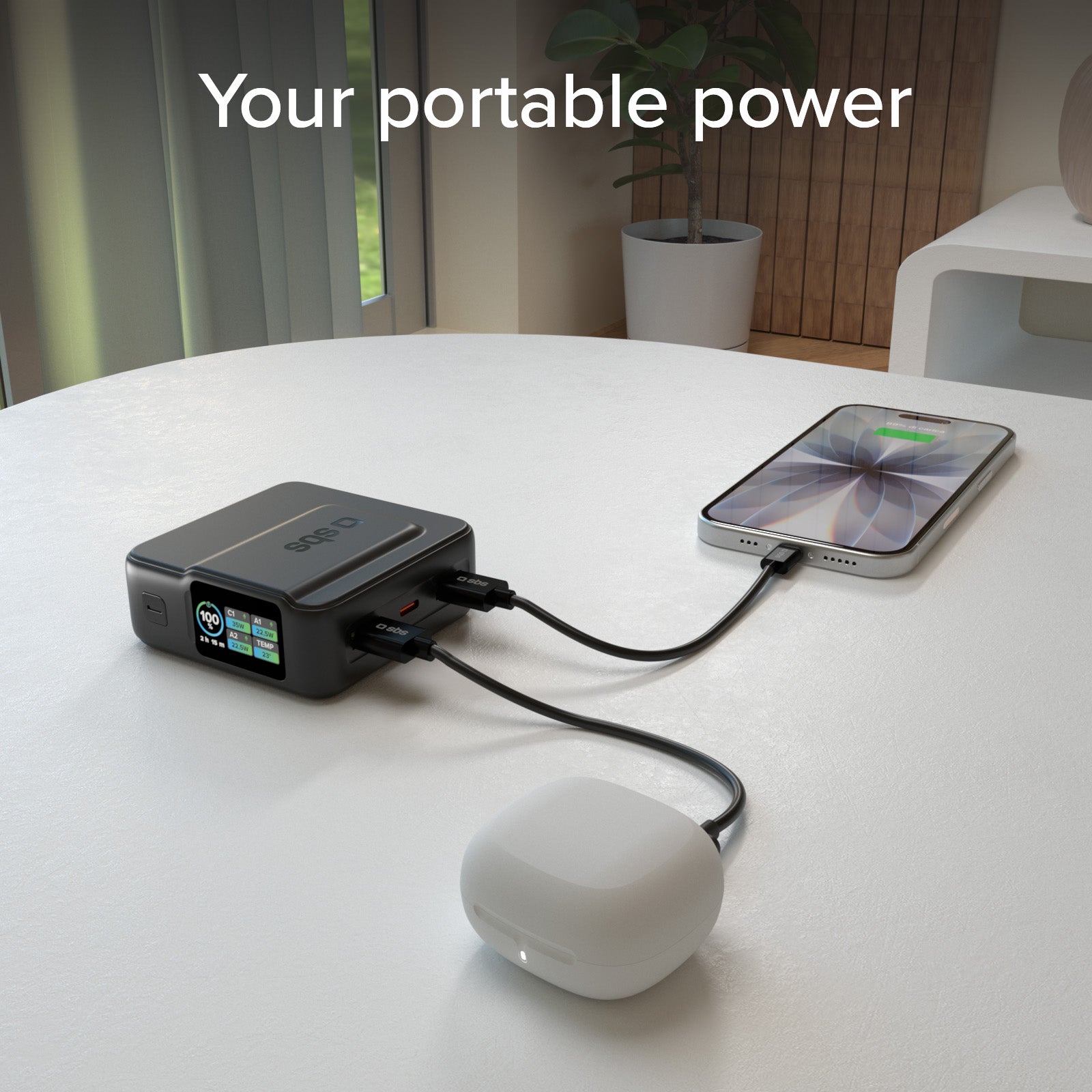 Power bank Power Control 2.0 da 10.000 mAh con display TFT intelligente e ricarica PD da 35 W