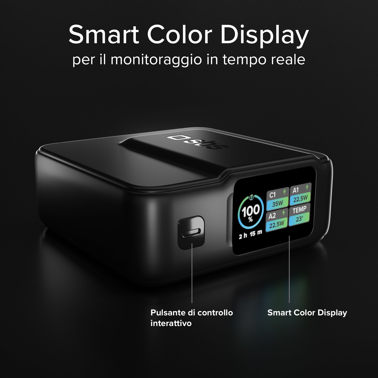 Power bank Power Control 2.0 da 10.000 mAh con display TFT intelligente e ricarica PD da 35 W