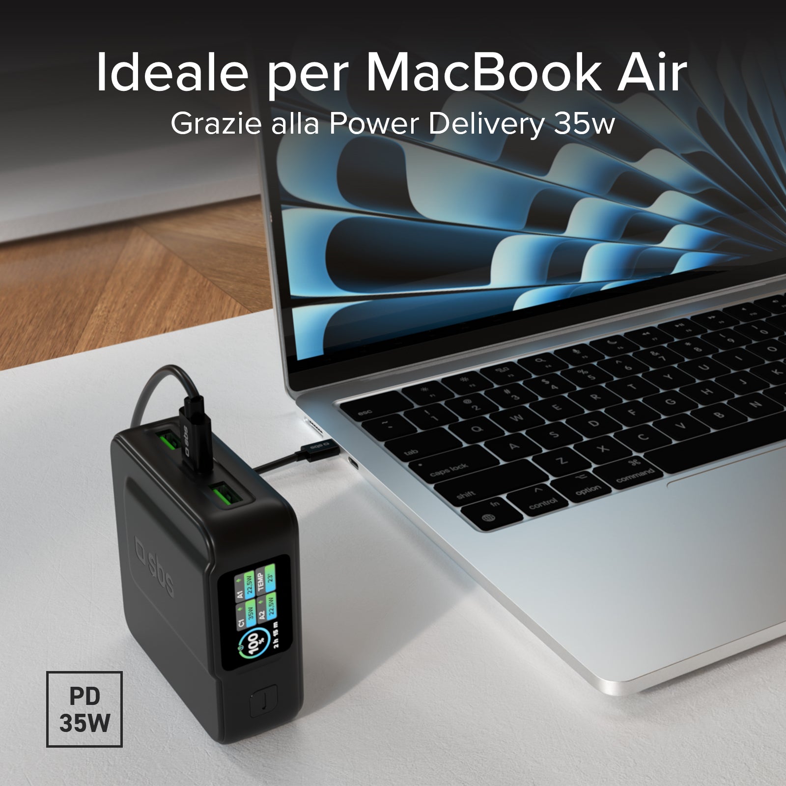 Power bank Power Control 2.0 da 10.000 mAh con display TFT intelligente e ricarica PD da 35 W