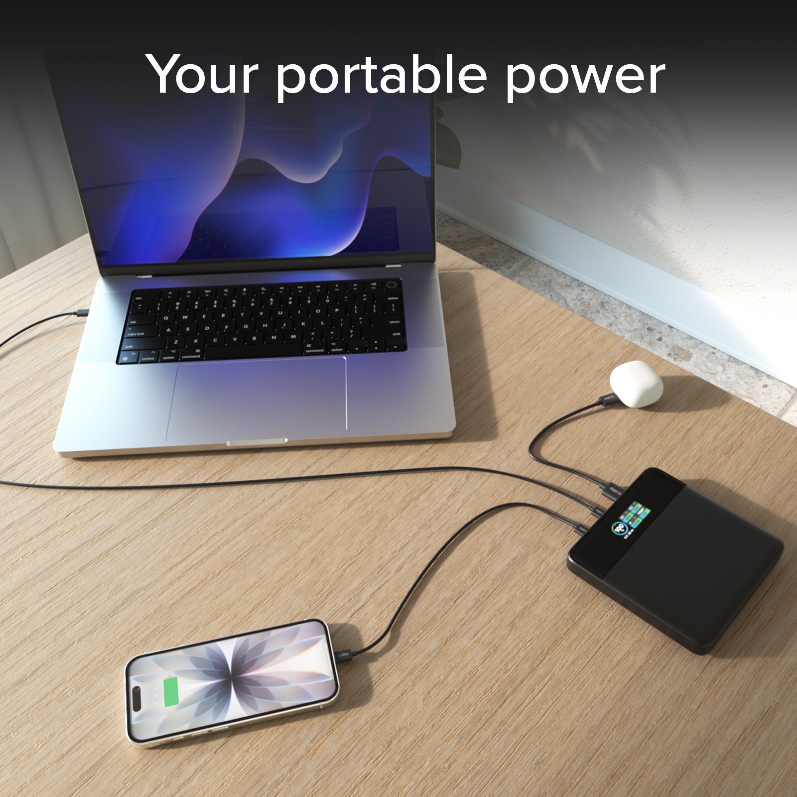 Power bank da 20.000 mAh con display TFT e ricarica per laptop da 100 W