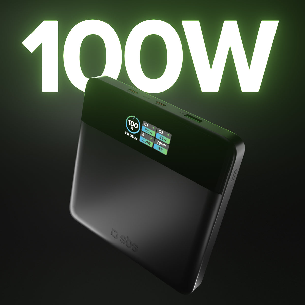 Power bank da 20.000 mAh con display TFT e ricarica per laptop da 100 W