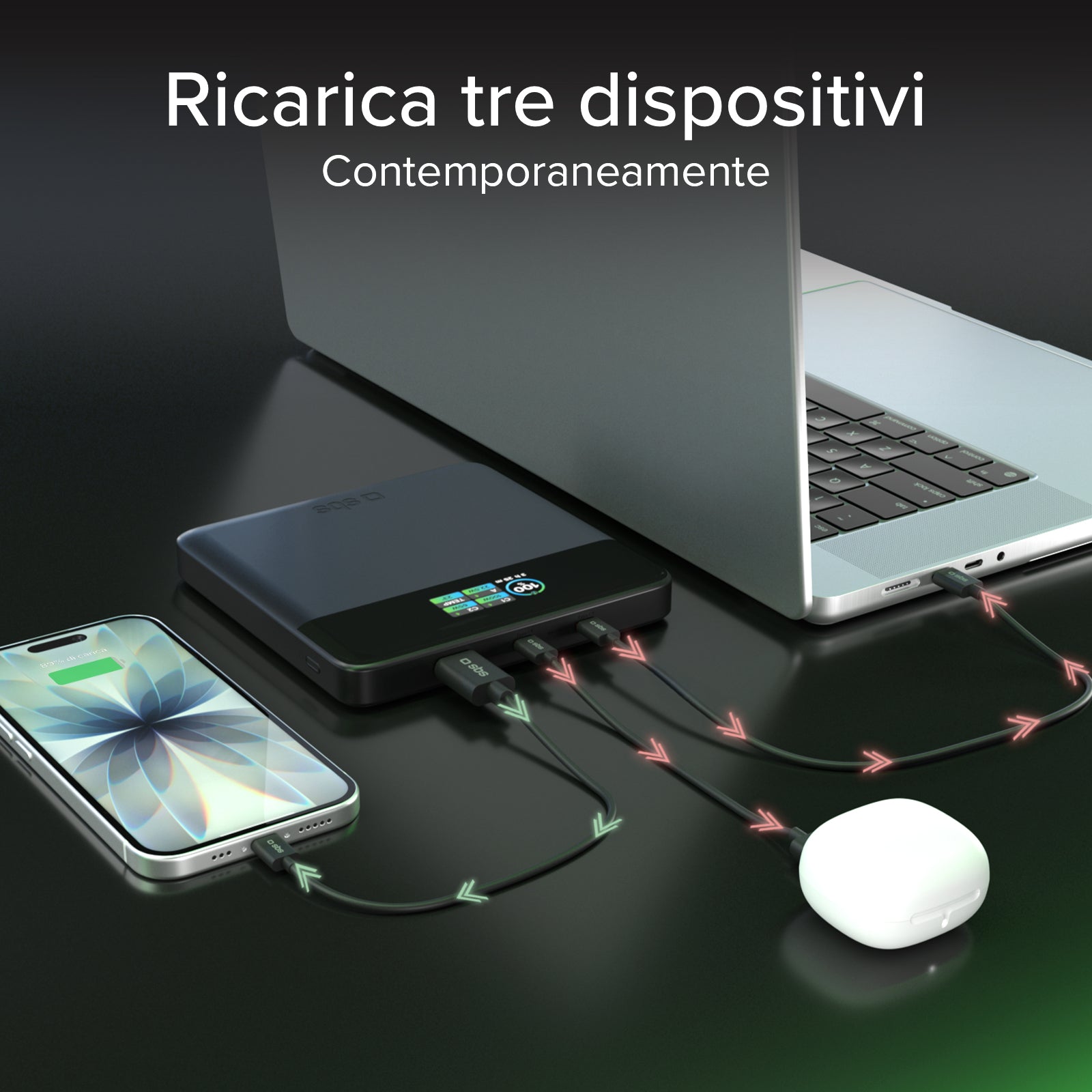 Power bank da 20.000 mAh con display TFT e ricarica per laptop da 100 W