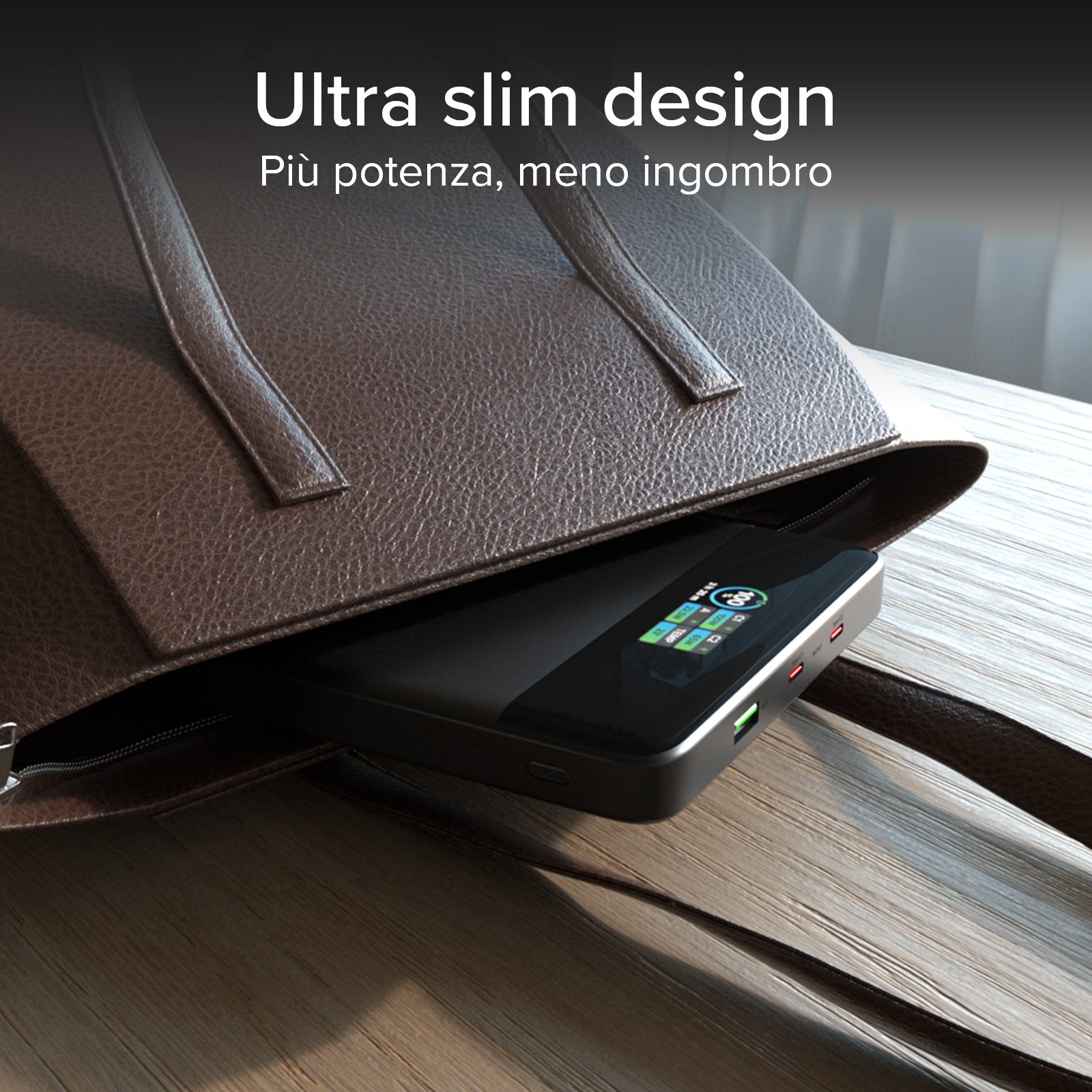 Power bank da 20.000 mAh con display TFT e ricarica per laptop da 100 W