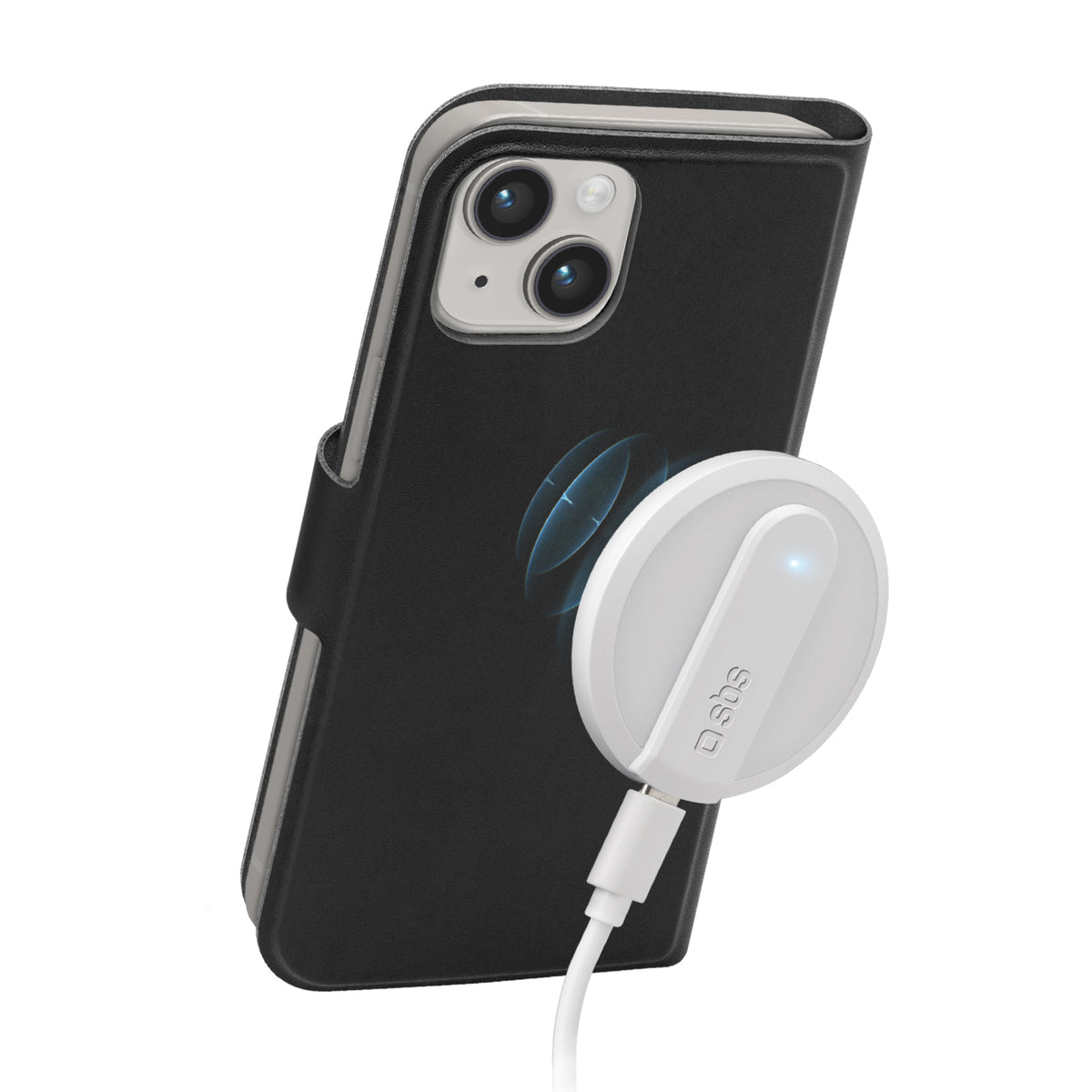 Coque refermable compatible MagSafe, profil fin, porte-cartes et rabat magnétique pour iPhone 14/13