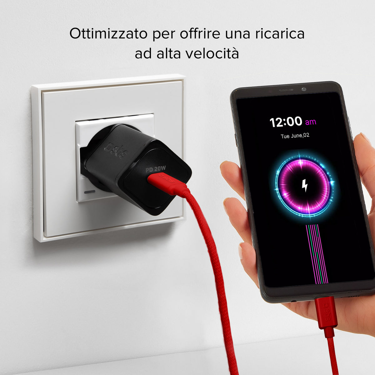 Câble textile USB-C - USB-C avec serre-câble, 1,5 mètre