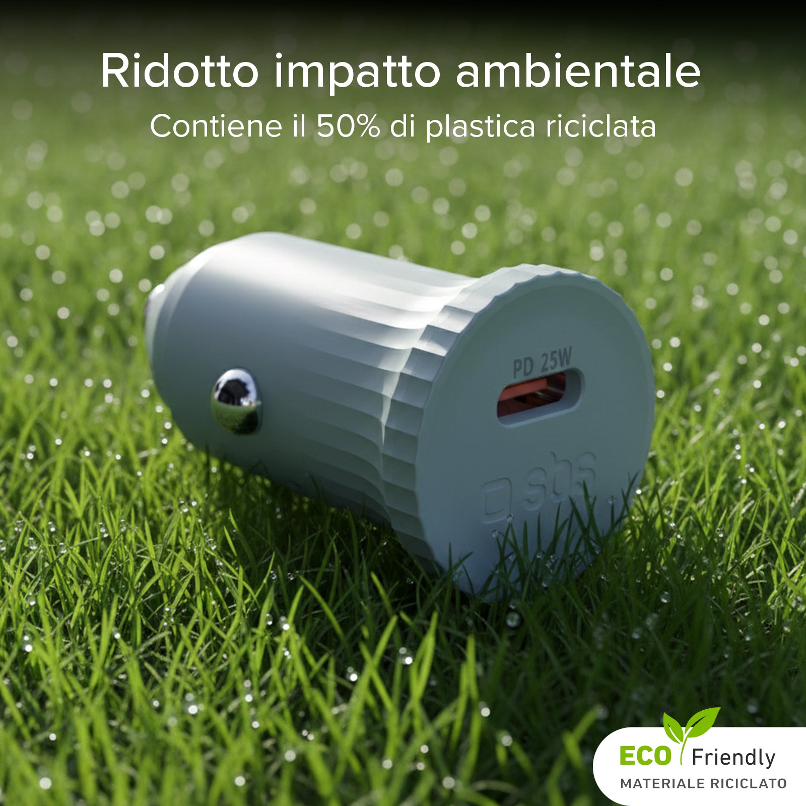 Caricatore caricabatterie da auto con materiale riciclato GRS
