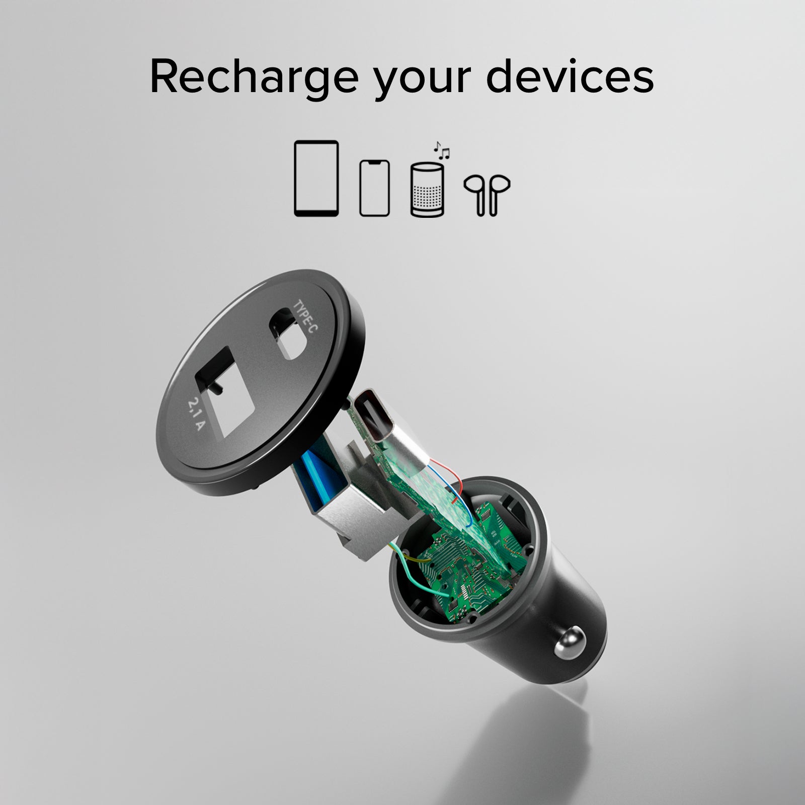 Typ C - USB KFZ-Ladegerät von 2.1A
