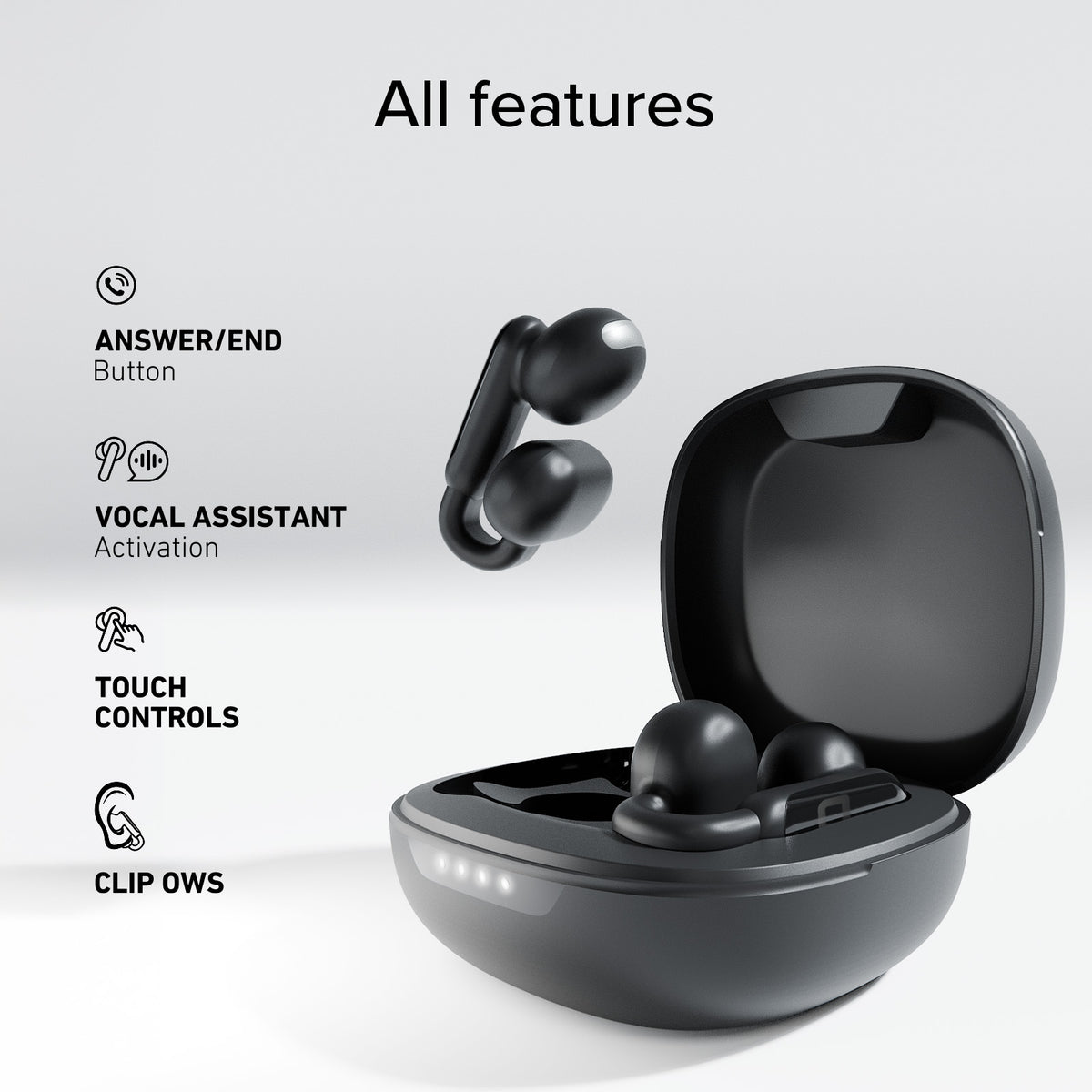 OWS- Ohrhörer mit Clip-on-Design und Touch-Bedienung