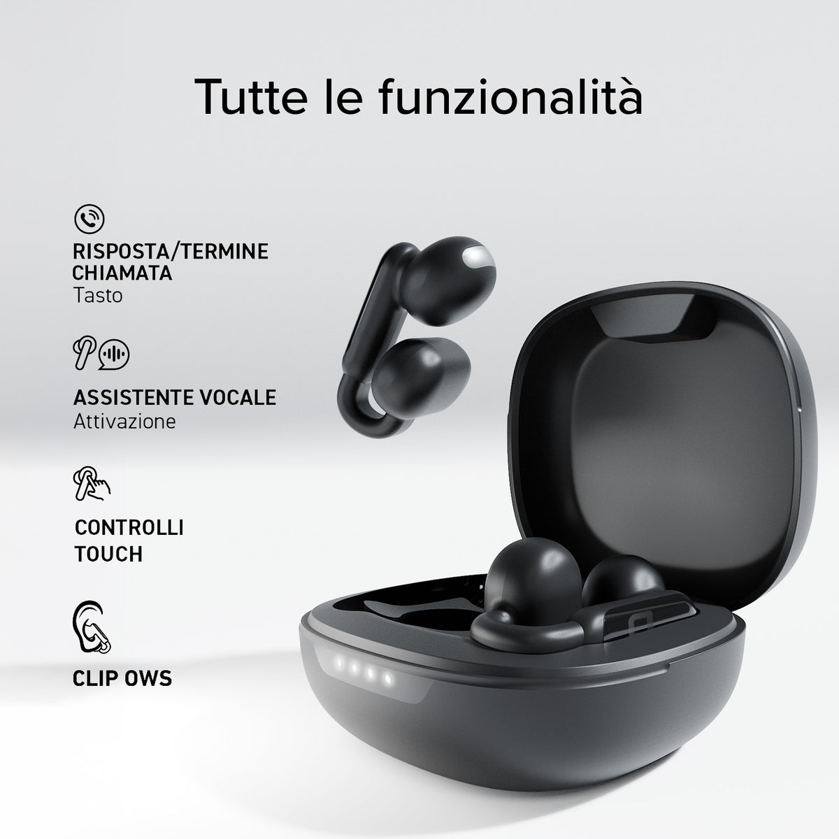 OWS- Ohrhörer mit Clip-on-Design und Touch-Bedienung