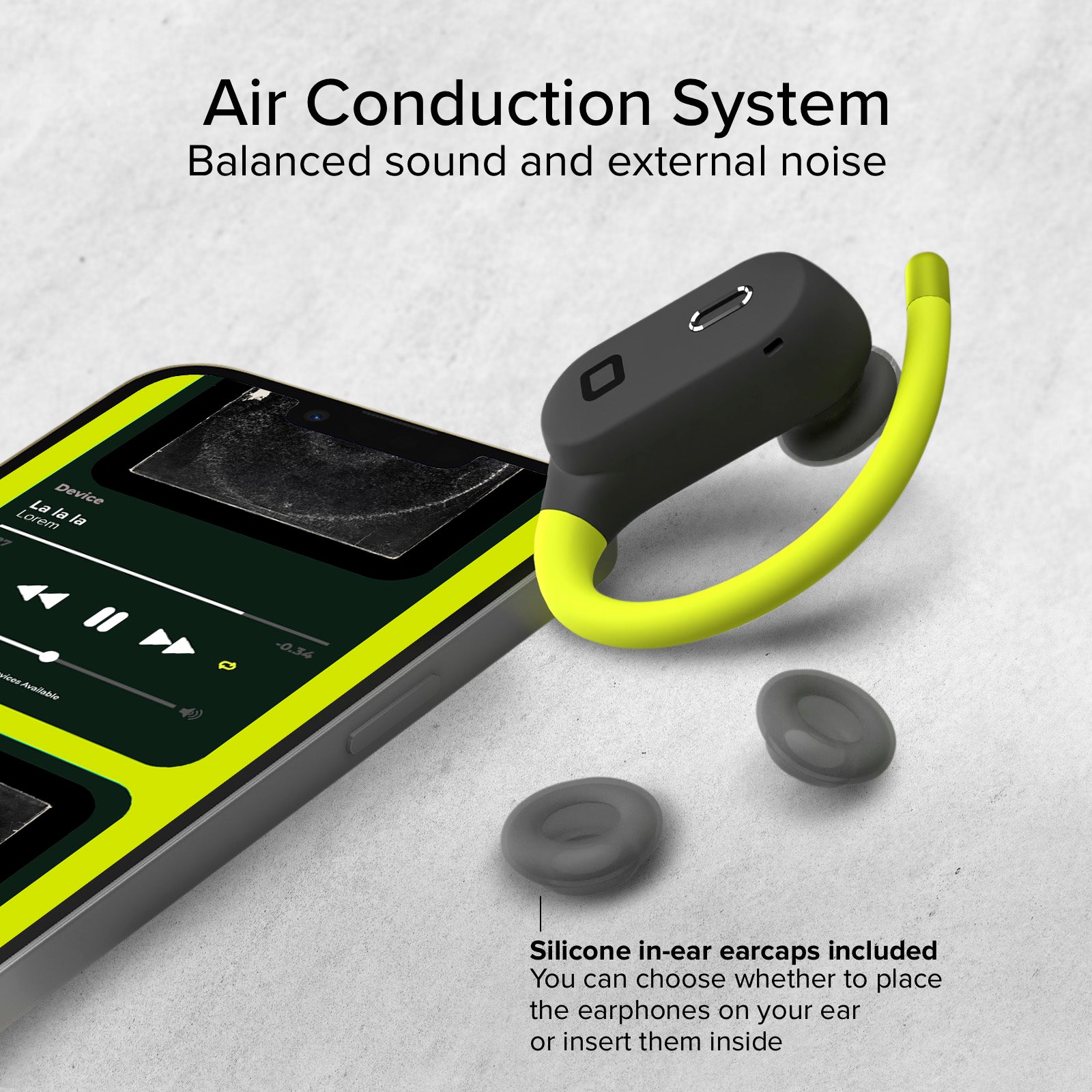 Sports ear-hook earphones with Active Noise Cancelling (ANC) technology