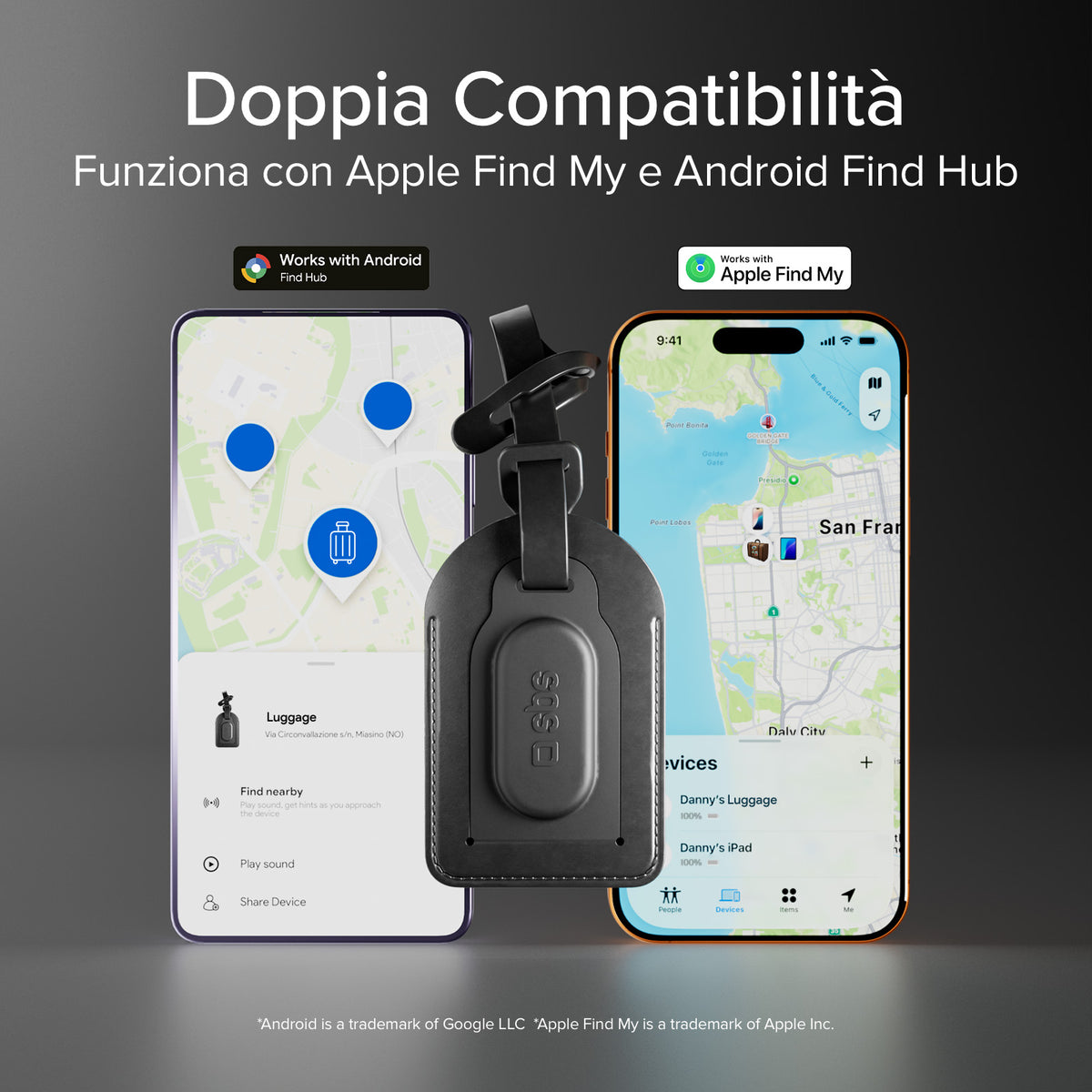 Track My Bag Kofferanhänger mit Tracker, kompatibel mit Apple Find My und Google Find Hub