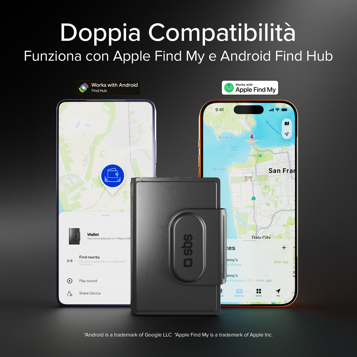Track My Wallet Kartenetui mit Tracker kompatibel mit Apple Find My und Google Find Hub