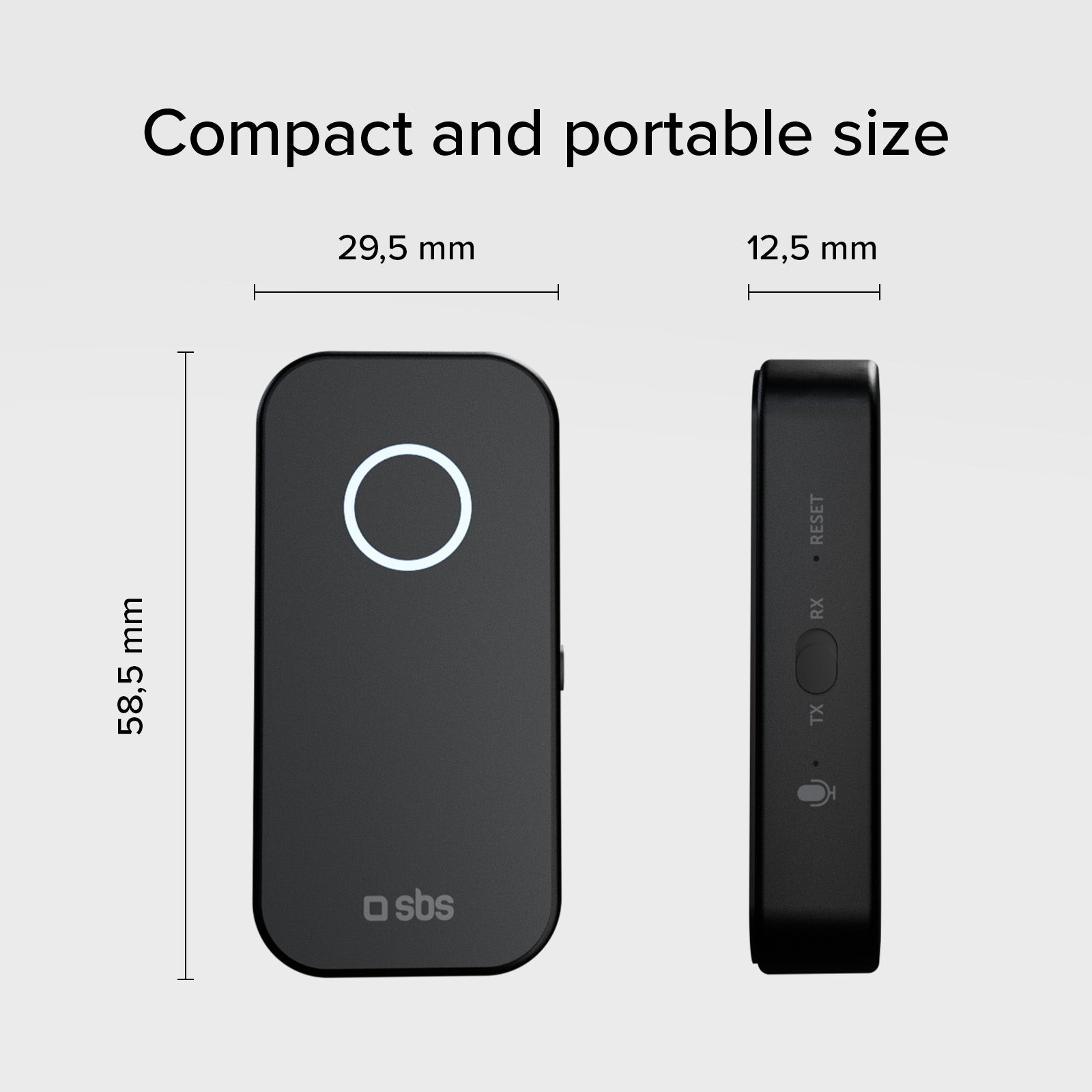 2-in-1 RX/TX wireless audio adapter with universal 3.5 mm jack