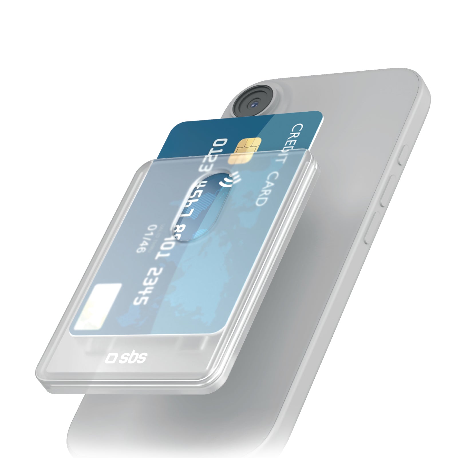 Portacarte magnetico universale, trasparente e ultrasottile, fino a 2 carte