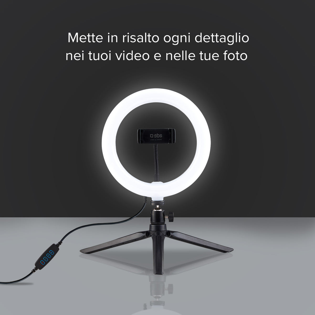 Anello LED con treppiede per video e foto