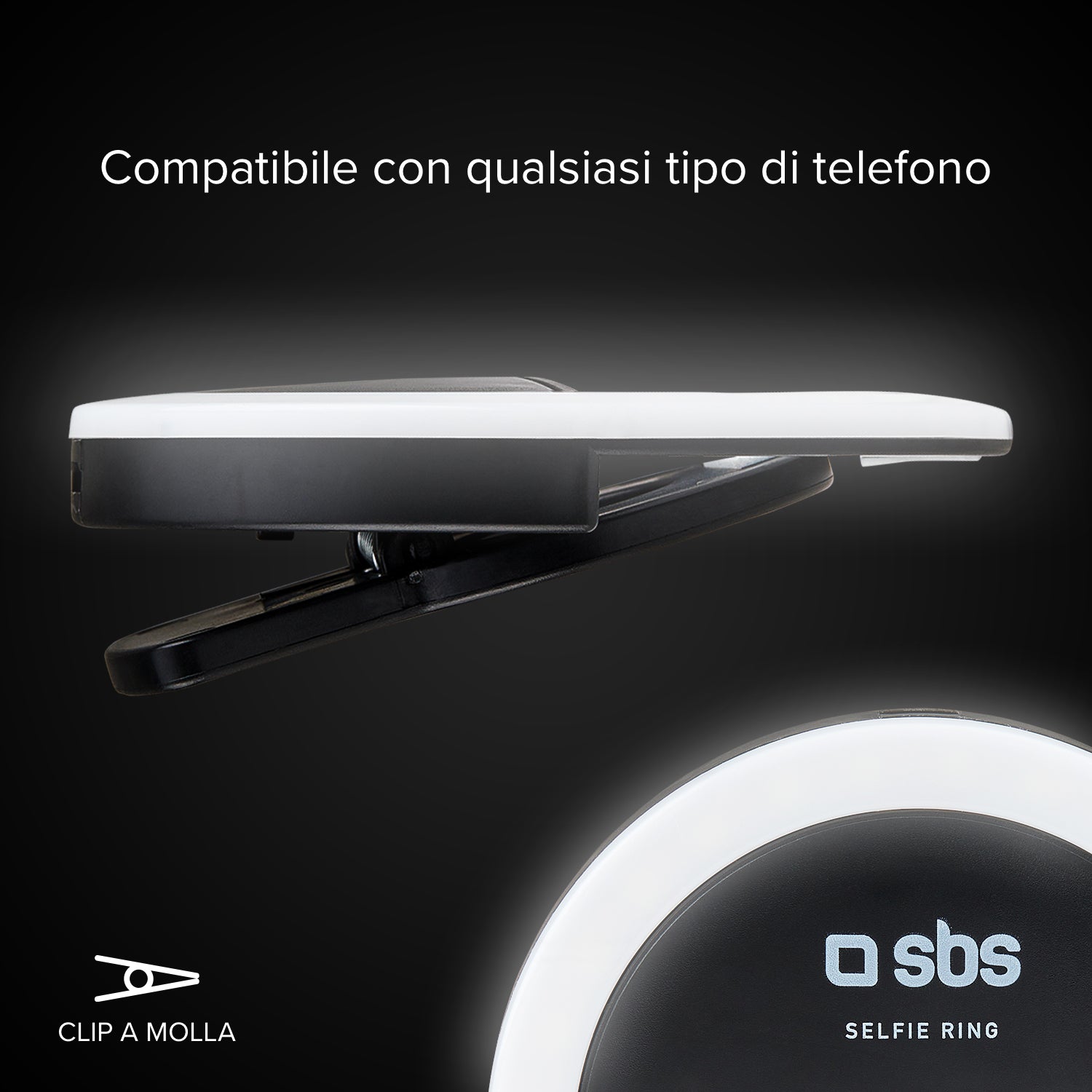 Anello LED universale con clip per video e foto