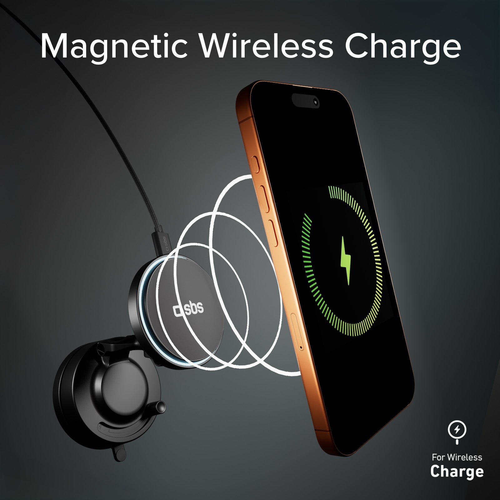 Magnetic wireless car mount 15W with suction cup and 360° rotation