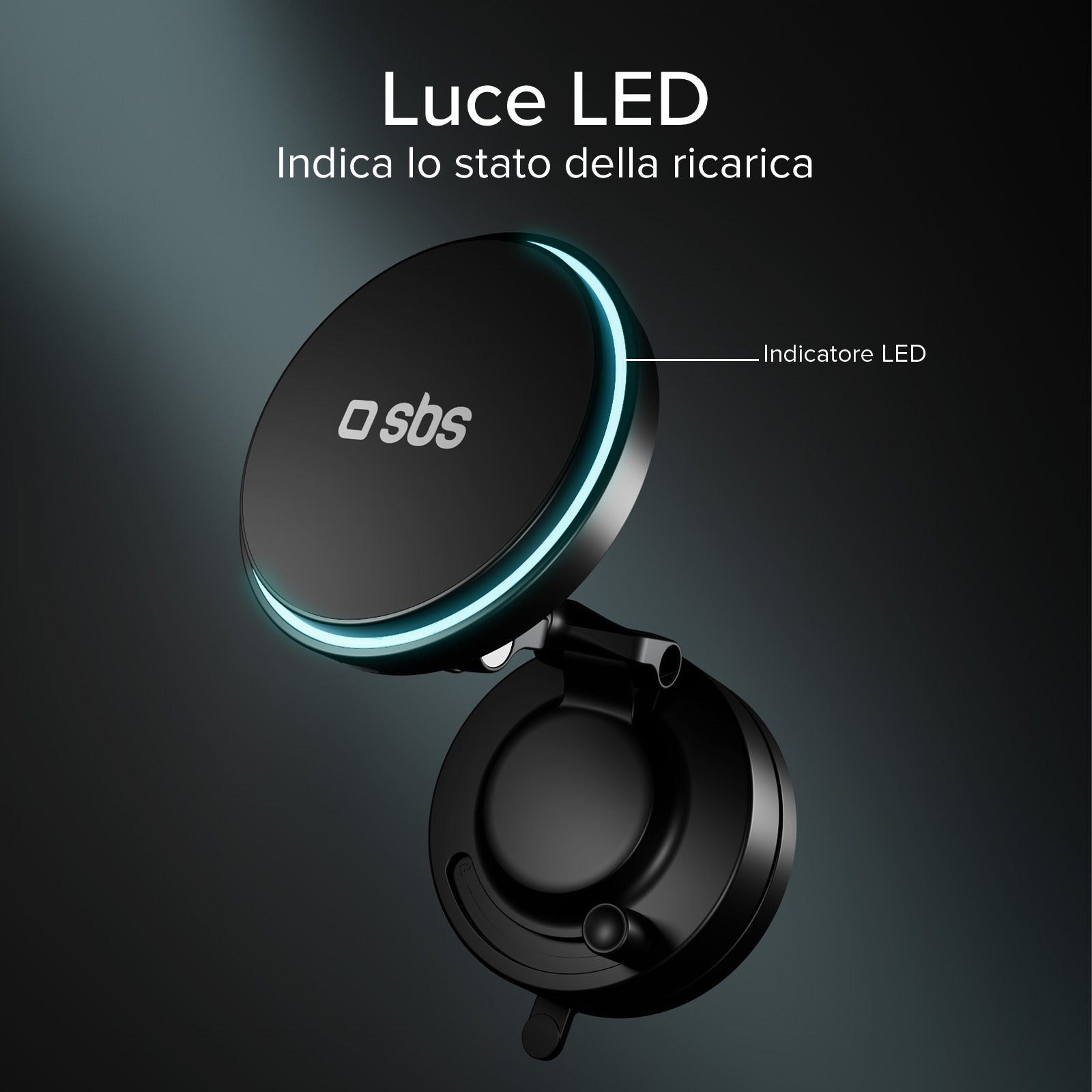 Magnetic wireless car mount 15W with suction cup and 360° rotation
