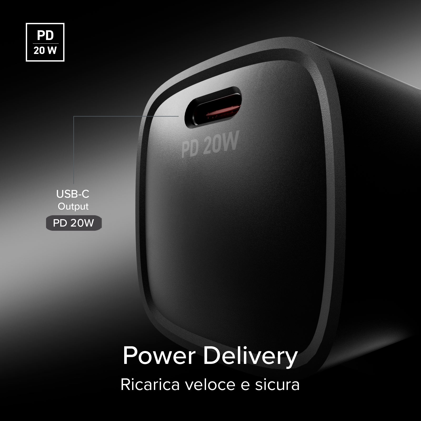 Cargador con puerto USB-C, 20W de potencia y enchufe del Reino Unido