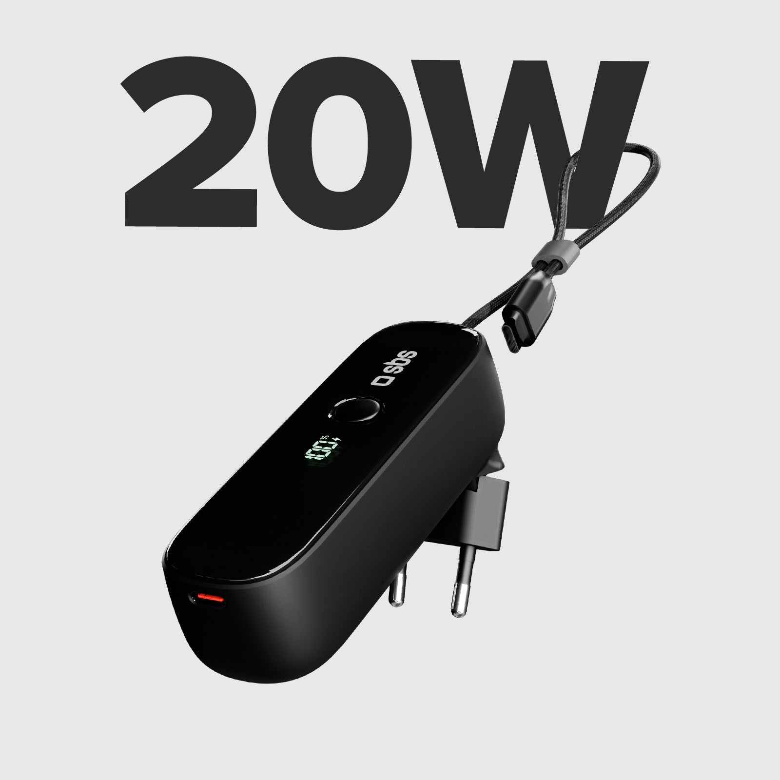 Powerbank Hybride 5000 mAh PD 20 W avec fiche intégrée
