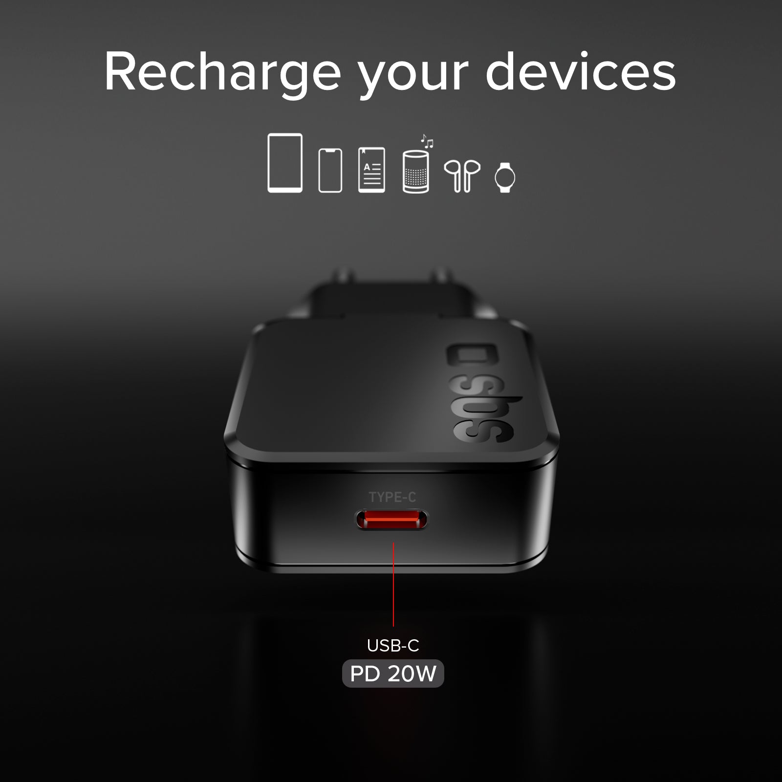 Chargeur mural 20W USB-C Ultra Slim, adapté pour MacBook Neo