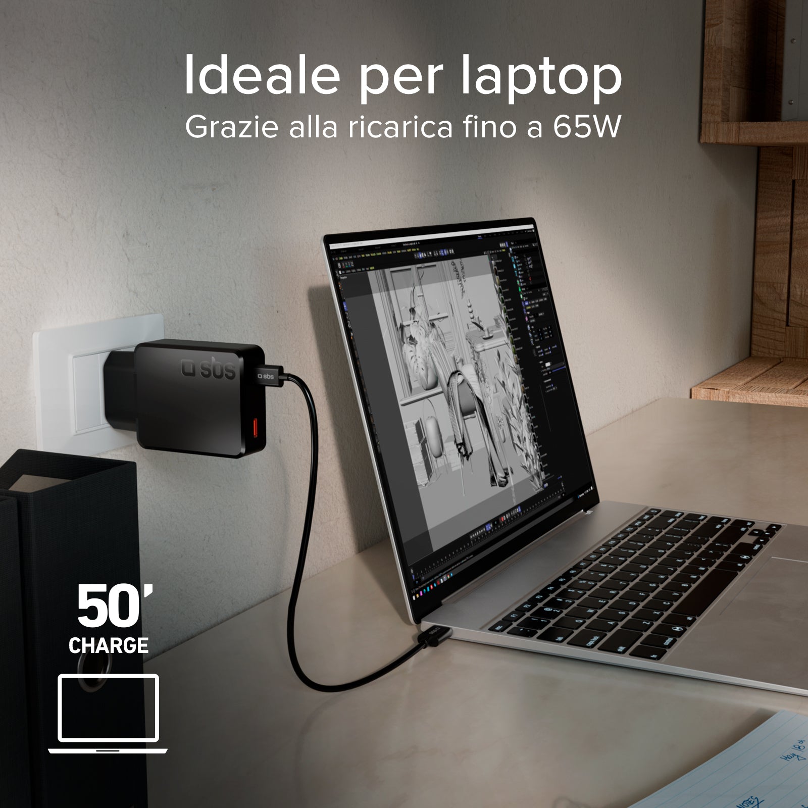Ultra-Slim 65W USB-C wall charger with dual output