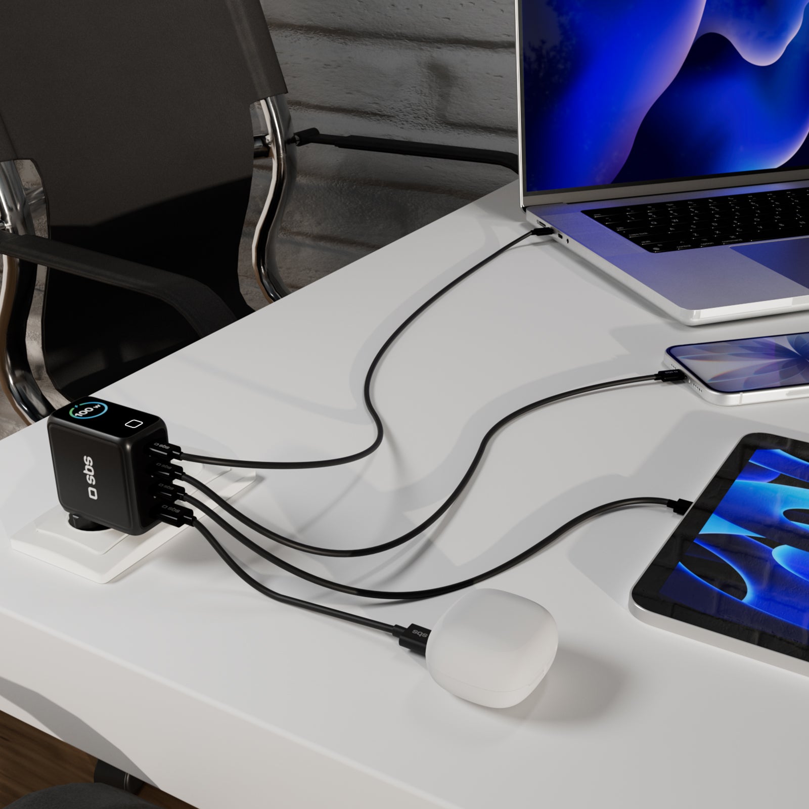 Chargeur USB‑C 100W avec écran TFT et 4 ports