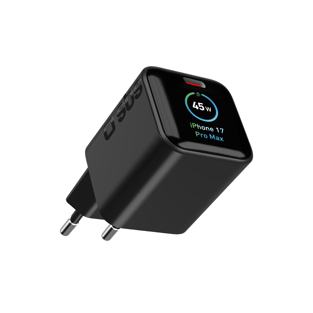 45W USB-C-Wandladegerät mit GaN-Halbleitern, Power Delivery 3.2, AVS, Touch-Display und iPhone-Erkennung