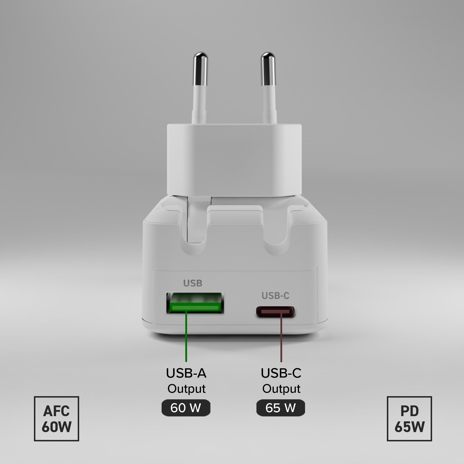 Caricatore da Parete Flexi Wall Charger 65W con Spina Pieghevole