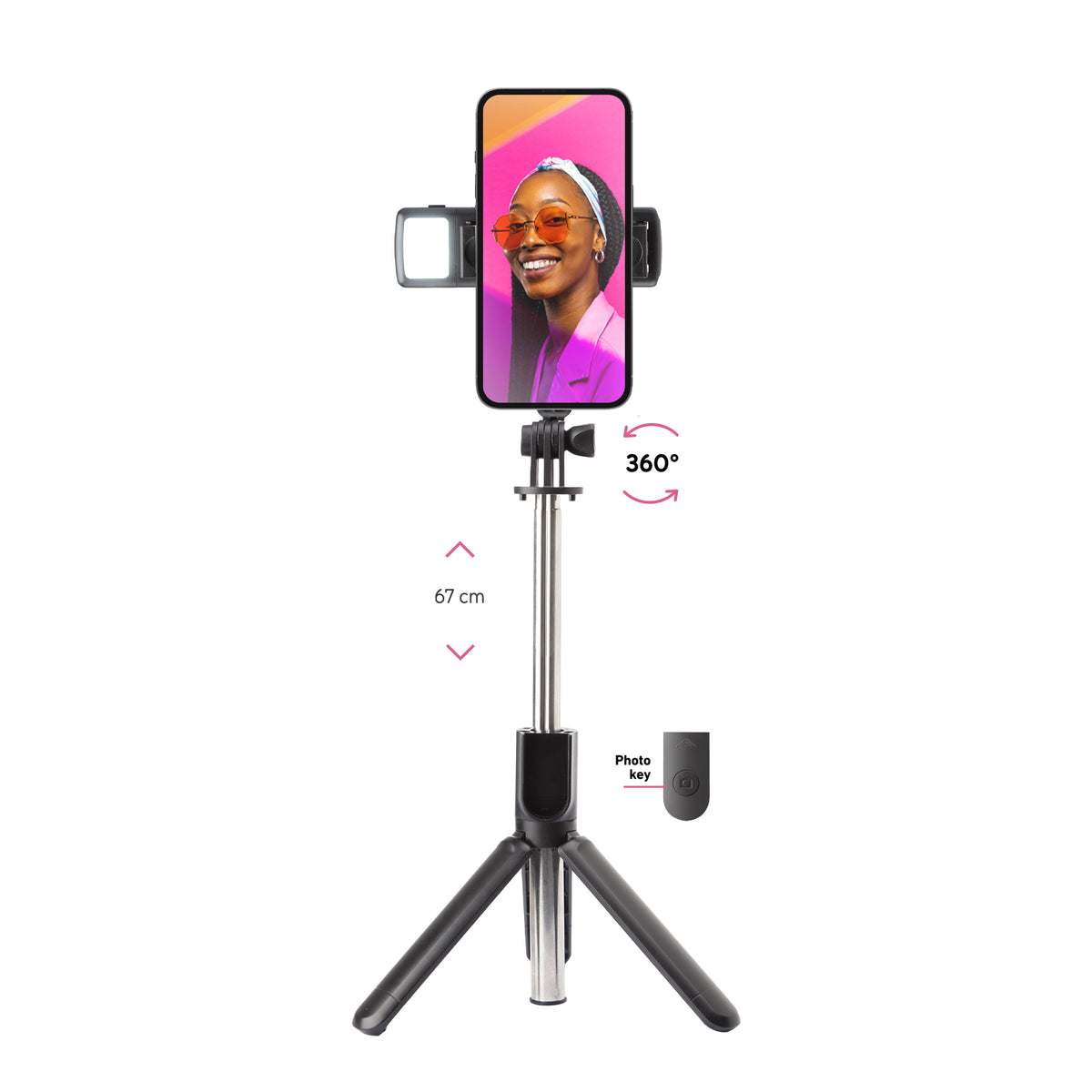 Selfie stick Wireless estensibile con luce LED per smartphone