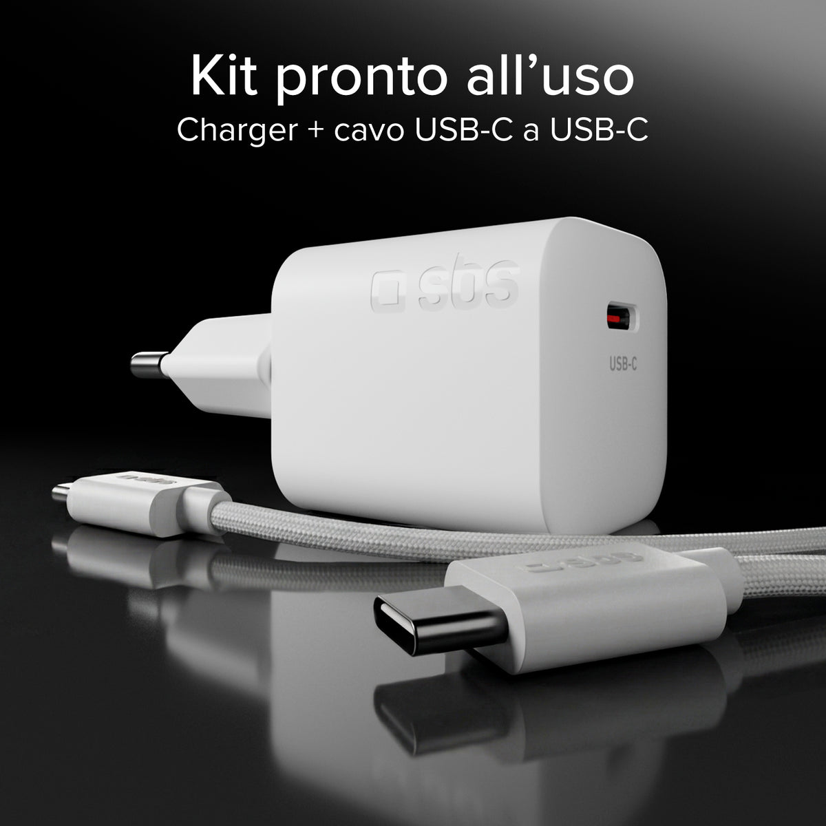 Kit de charge avec chargeur secteur 40W et câble USB-C tressé 1,5 m