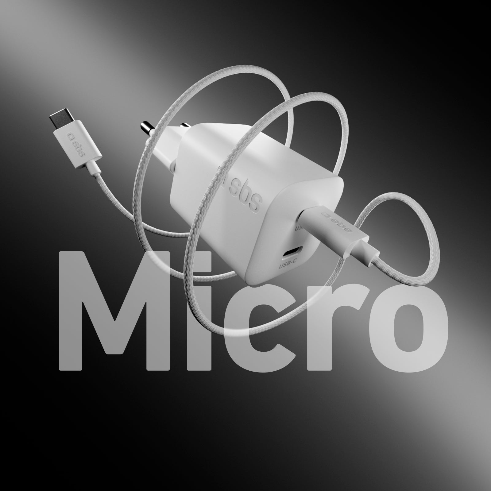 Kit con mini cargador de pared 100W GaN con 2 puertos USB-C + cable USB-C de 1,5 m