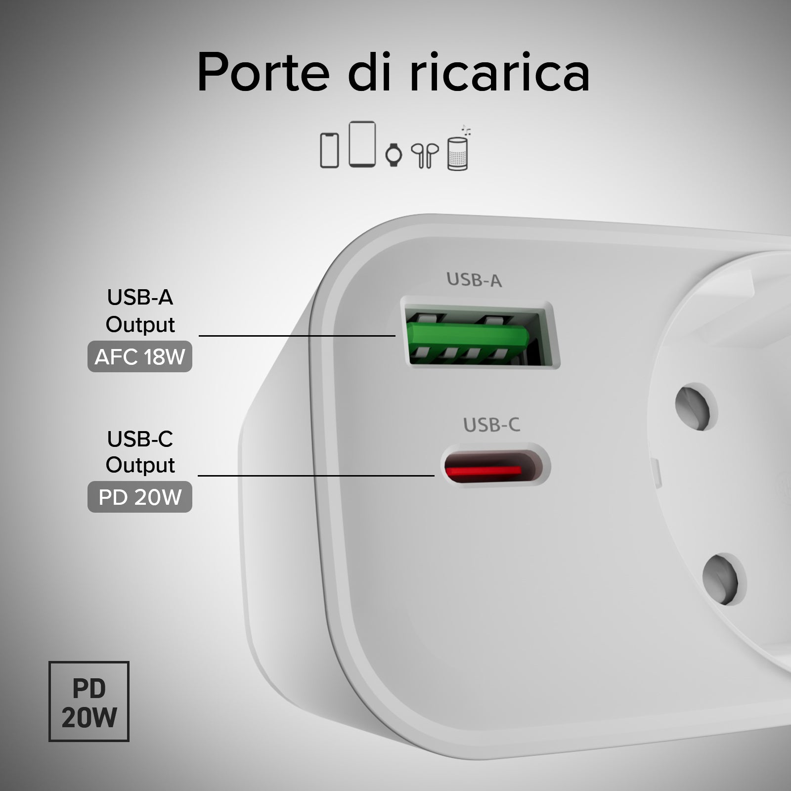 Multi-Socket Charger 20W, suitable for MacBook Neo