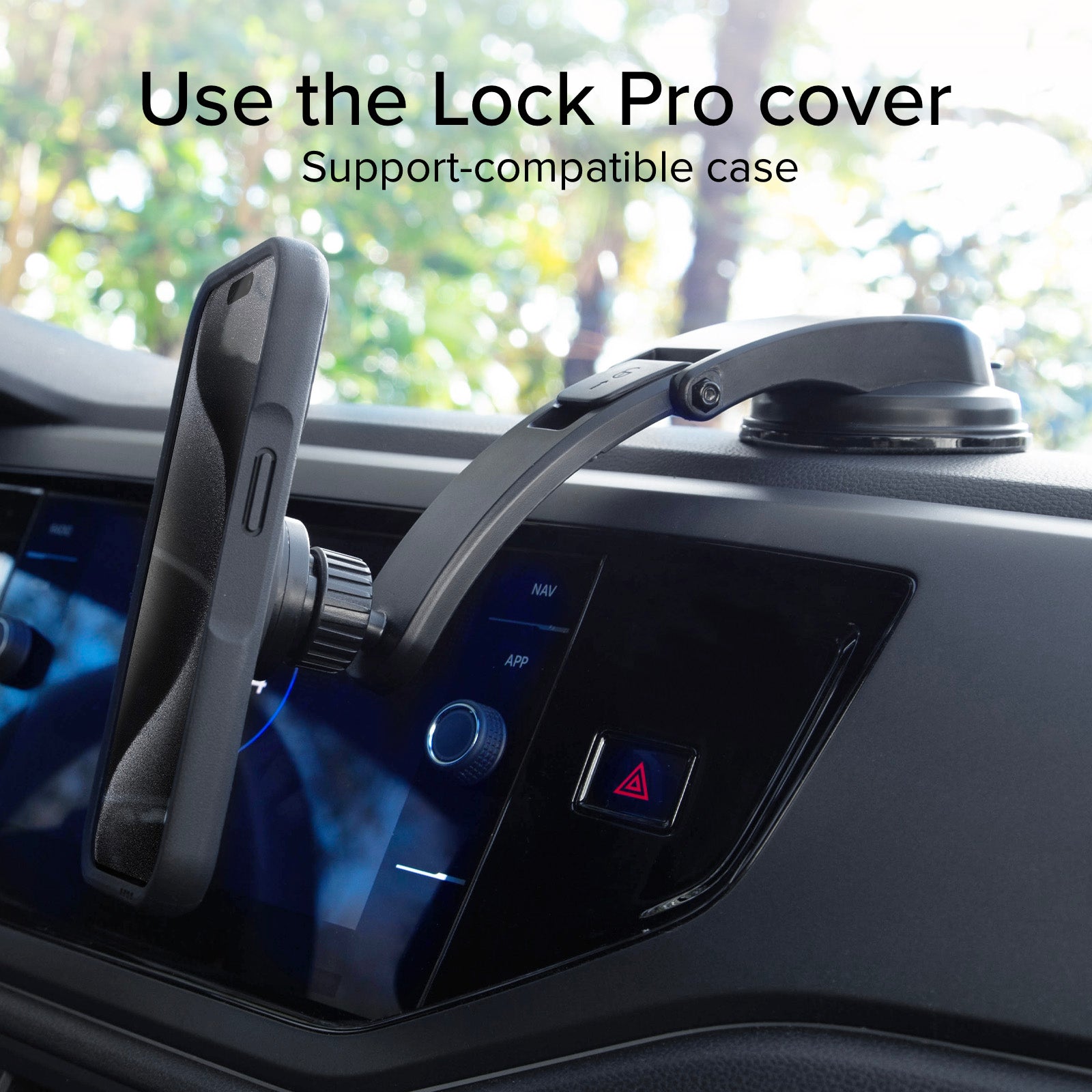 Supporto auto per parabrezza o cruscotto con sistema di bloccaggio LockPro
